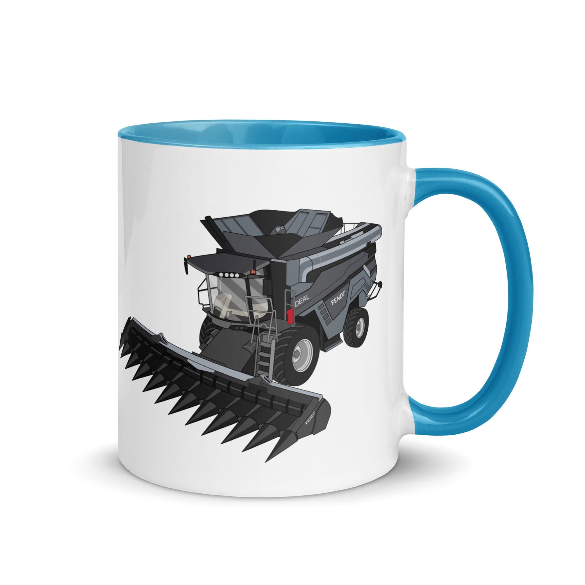 The Tractors Mugs Store Blue Fendt 9T Ideal Combine Harvester Mug with Color Inside Quality Farmers Merch