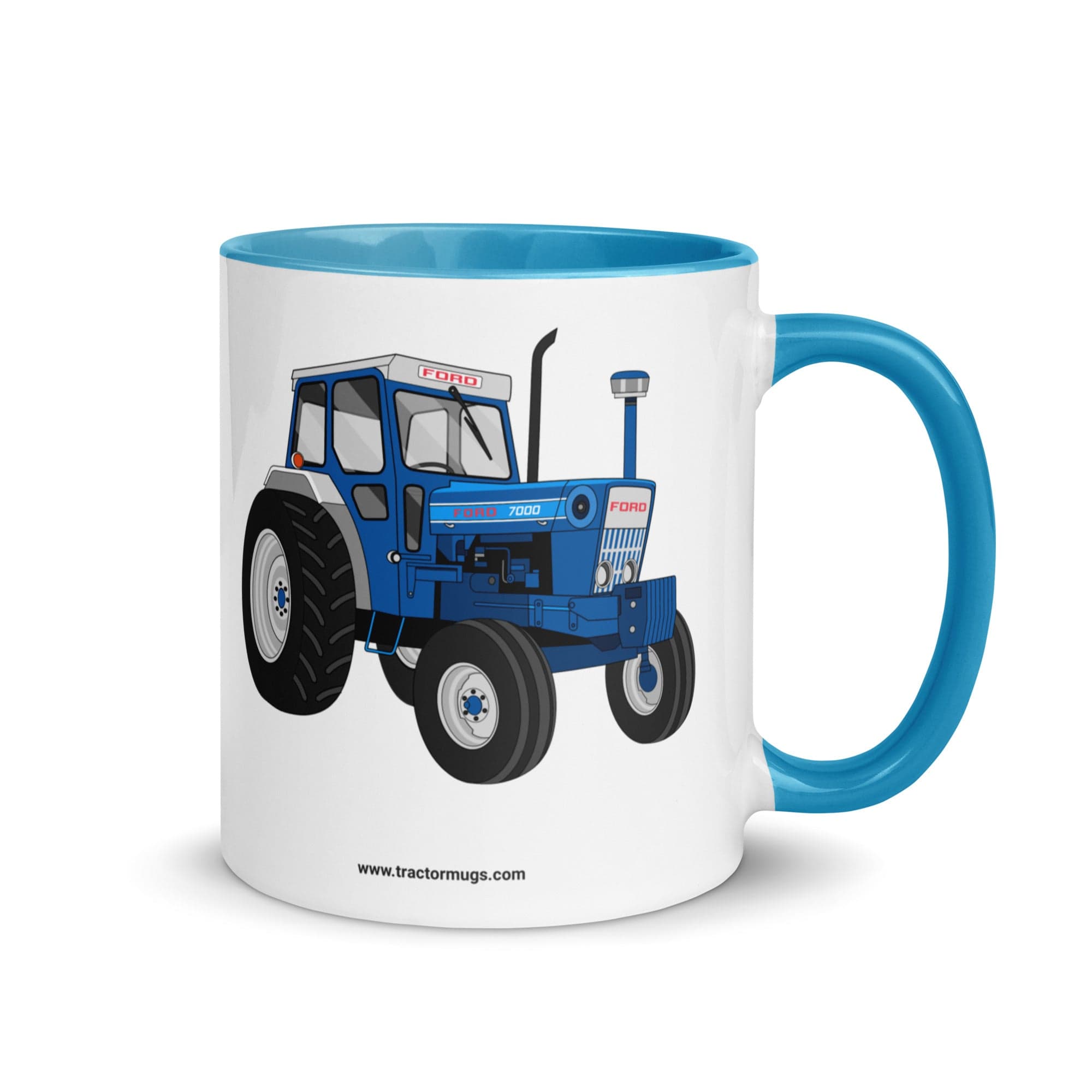 The Tractors Mugs Store Blue Ford 7000 | Mug with Color Inside Quality Farmers Merch