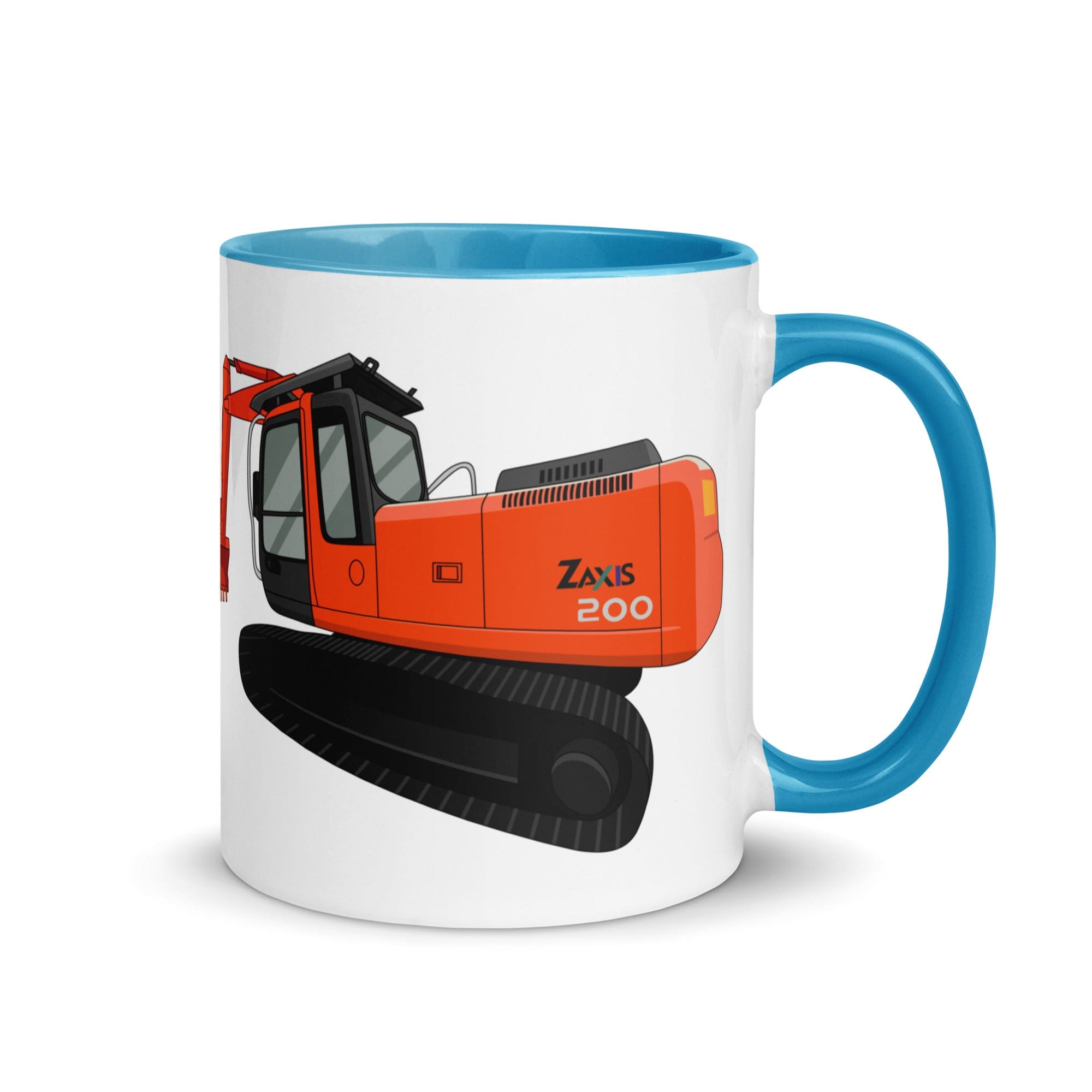 The Tractors Mugs Store Blue Hitachi Zaxis 200 Mug with Color Inside Quality Farmers Merch