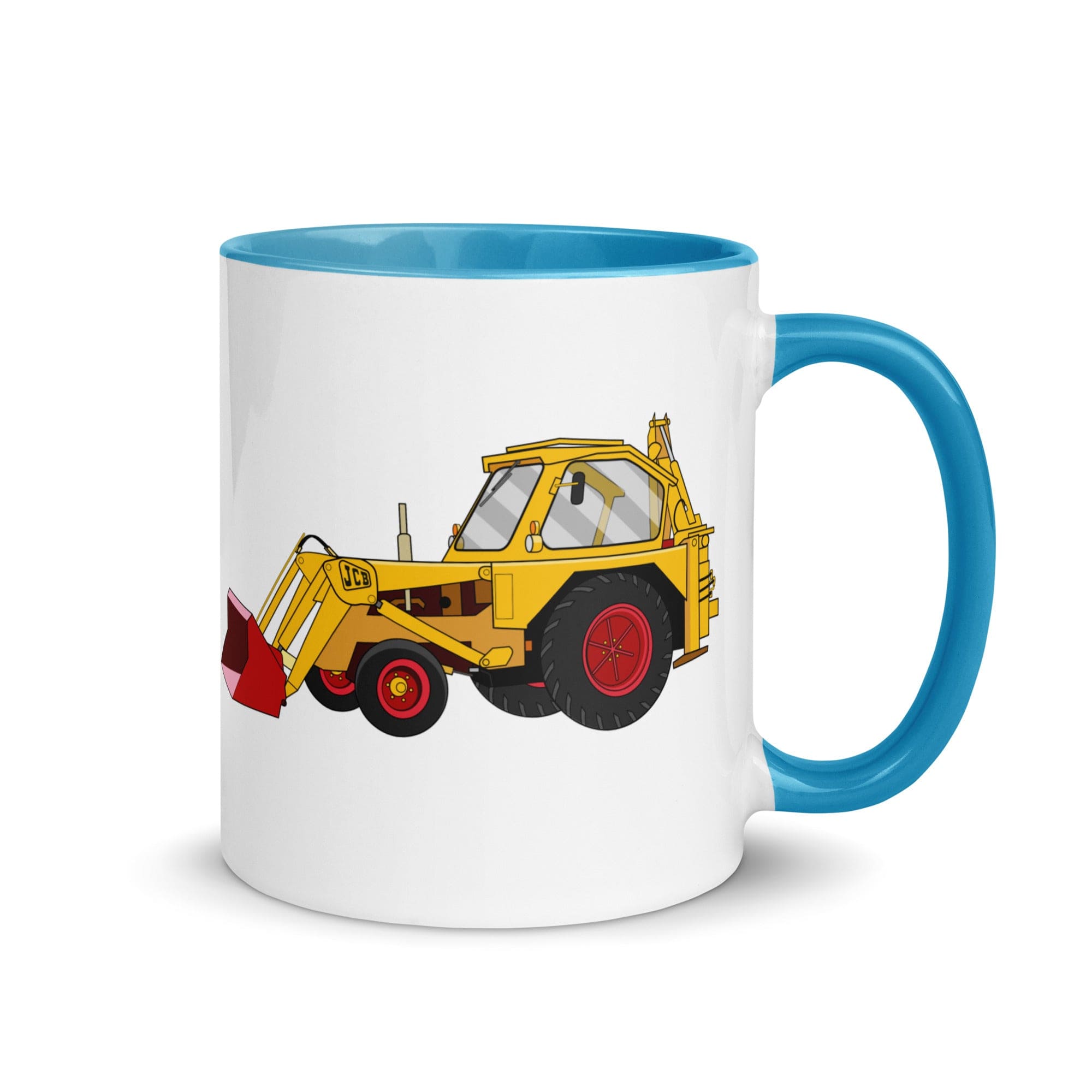 The Tractors Mugs Store Blue JCB 3 Backhoe Mug with Color Inside Quality Farmers Merch