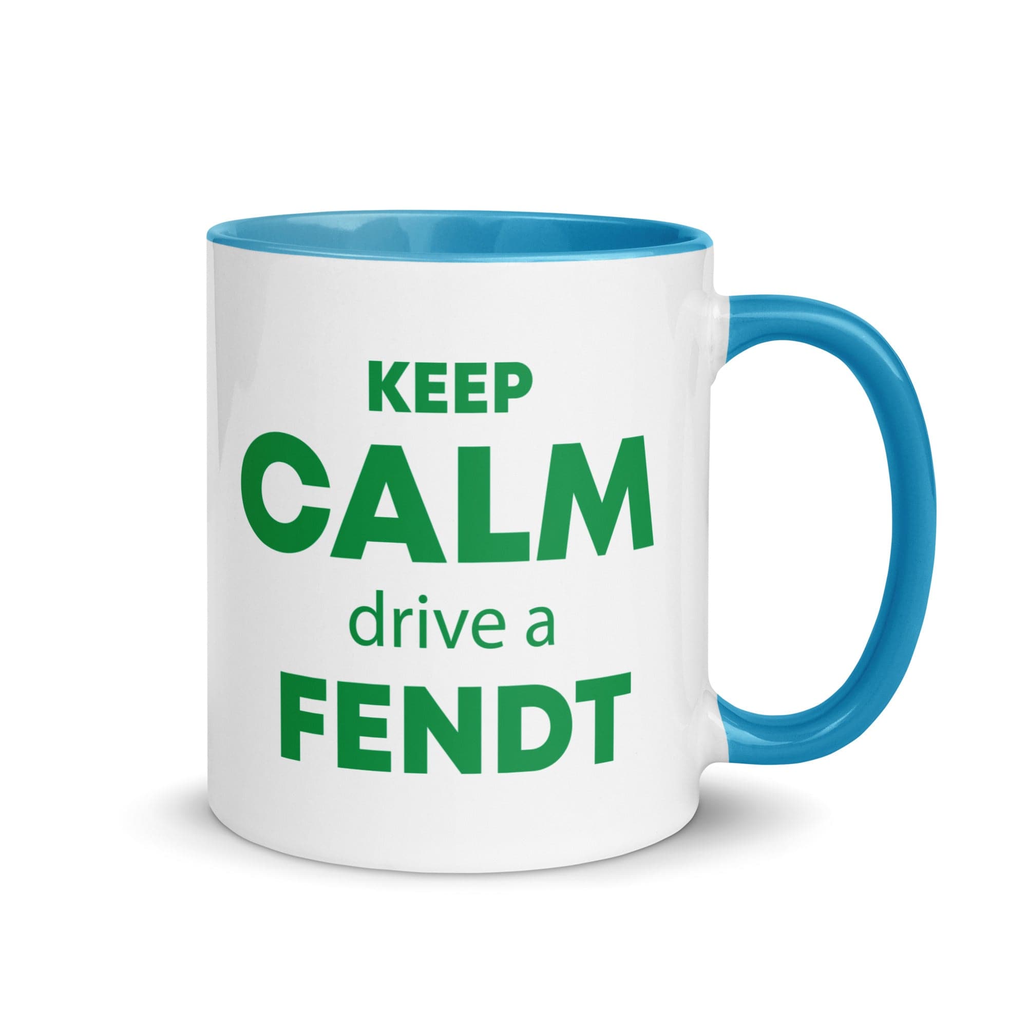The Tractors Mugs Store Blue KEEP CALM drive a FENDT Mug with Color Inside Quality Farmers Merch