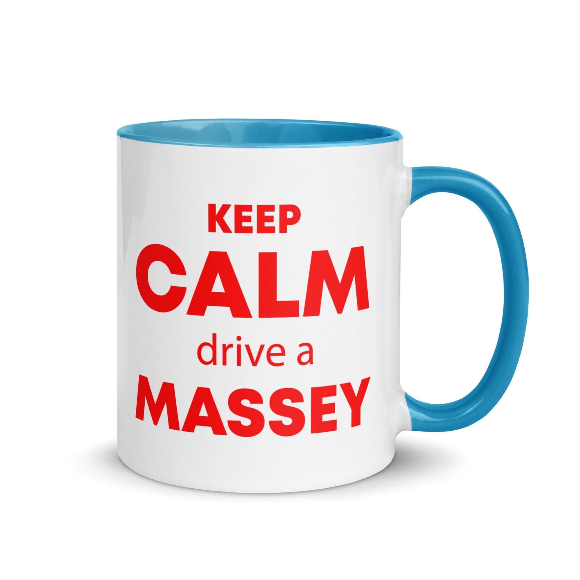 The Tractors Mugs Store Blue KEEP CALM drive a MASSEY Mug with Color Inside Quality Farmers Merch