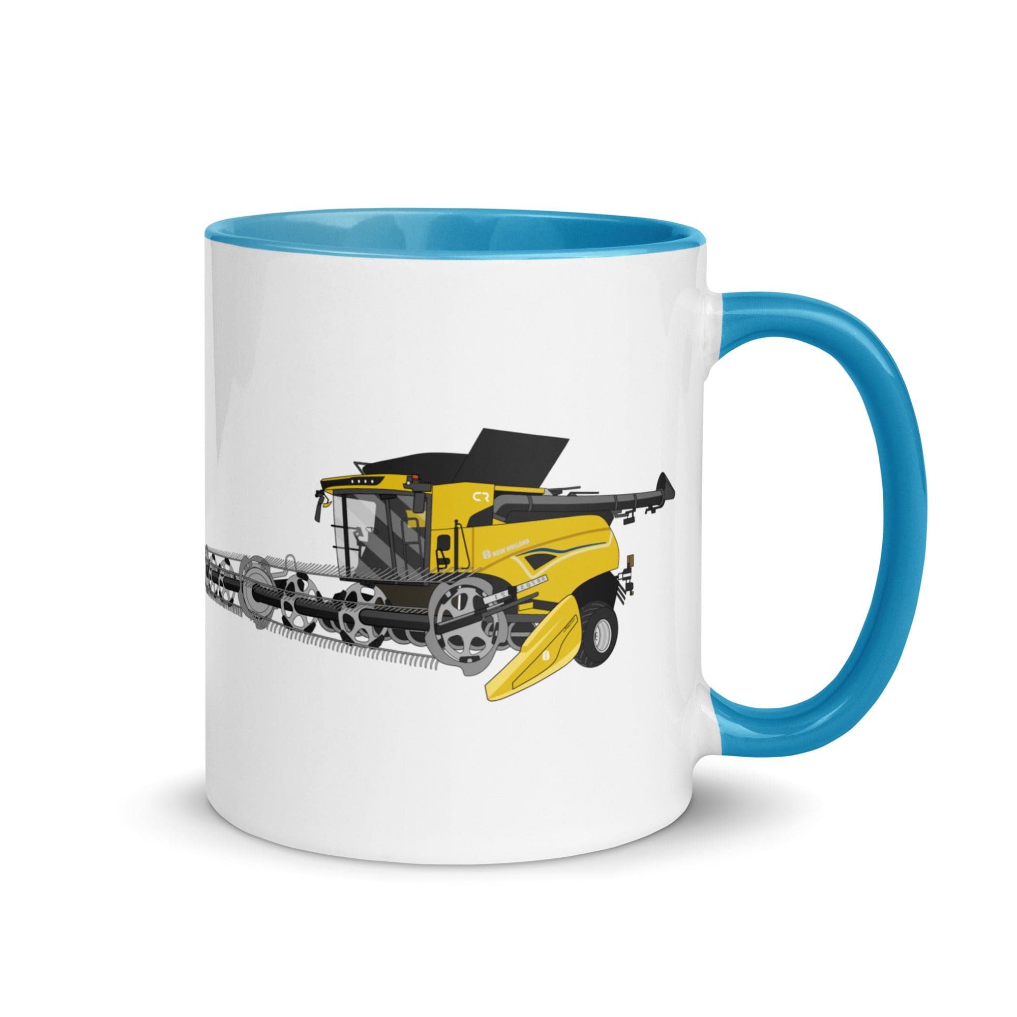 The Tractors Mugs Store Blue New Holland CR Combine Harvester (2004). Mug with Color Inside Quality Farmers Merch