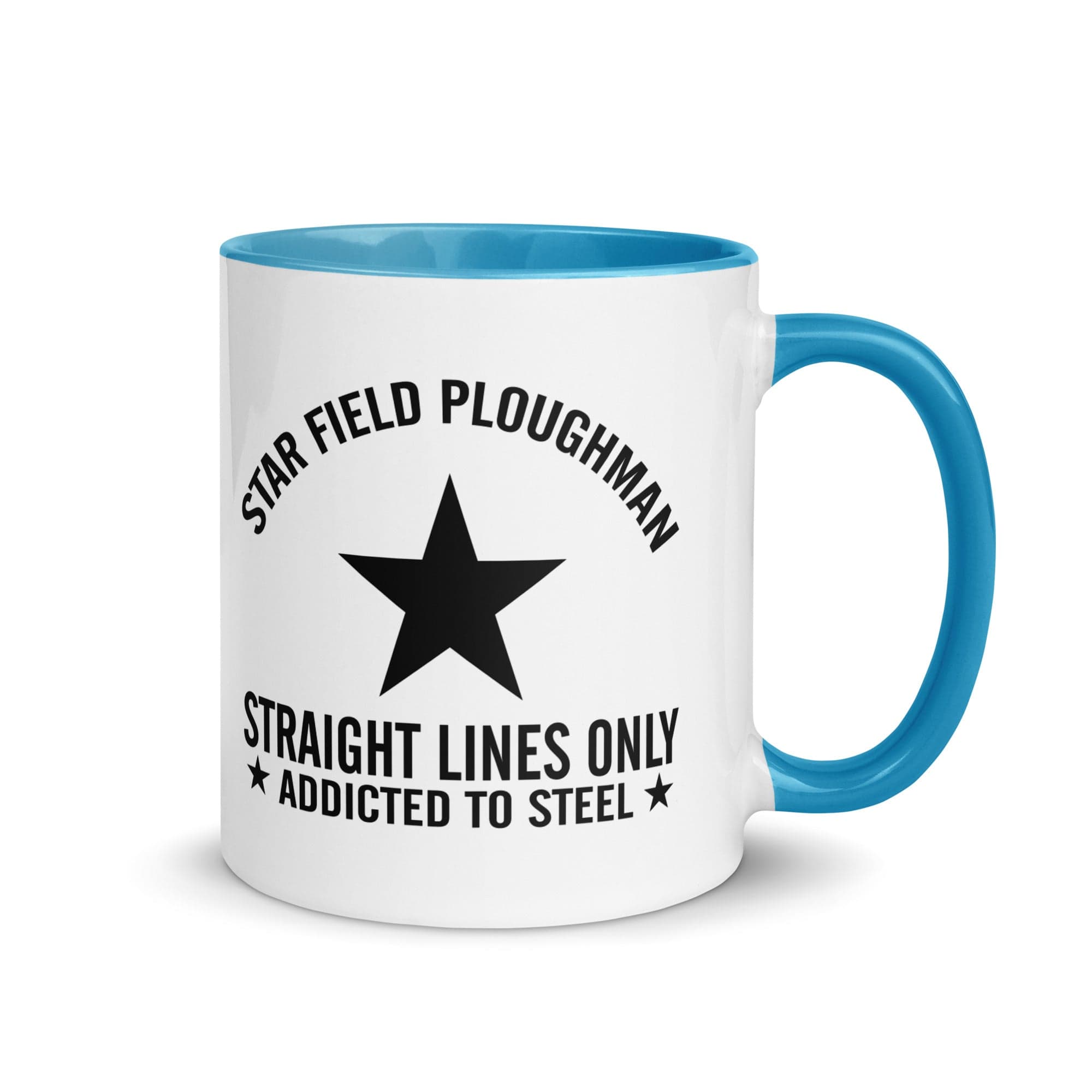 The Tractors Mugs Store Blue Star Field Ploughman Mug with Color Inside Quality Farmers Merch