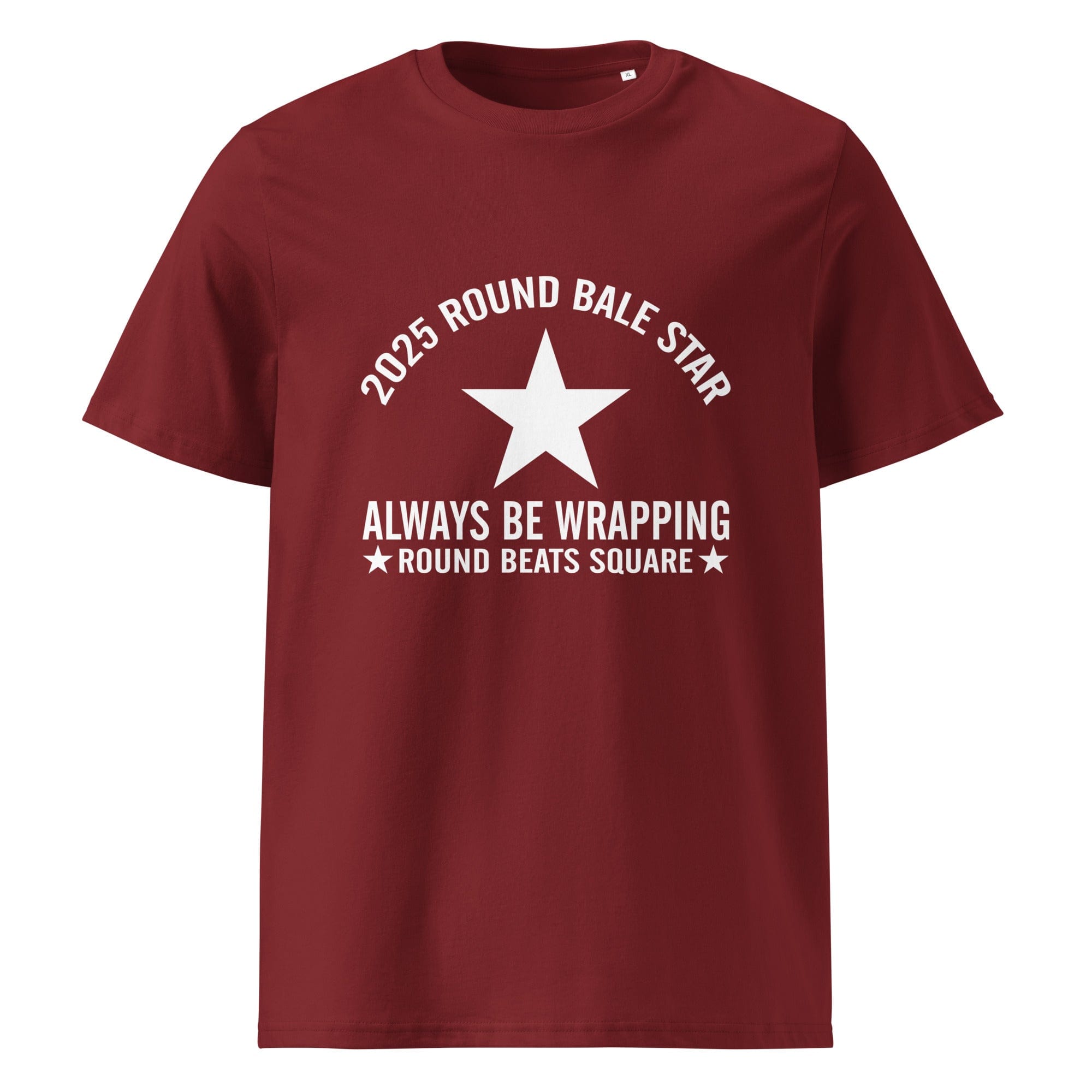 The Tractors Mugs Store Burgundy / S Round Bale Star Unisex organic cotton t-shirt Quality Farmers Merch