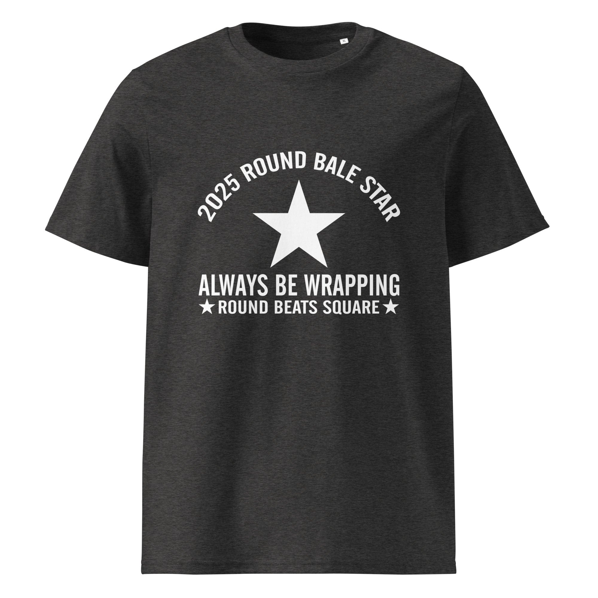 The Tractors Mugs Store Dark Heather Grey / S Round Bale Star Unisex organic cotton t-shirt Quality Farmers Merch