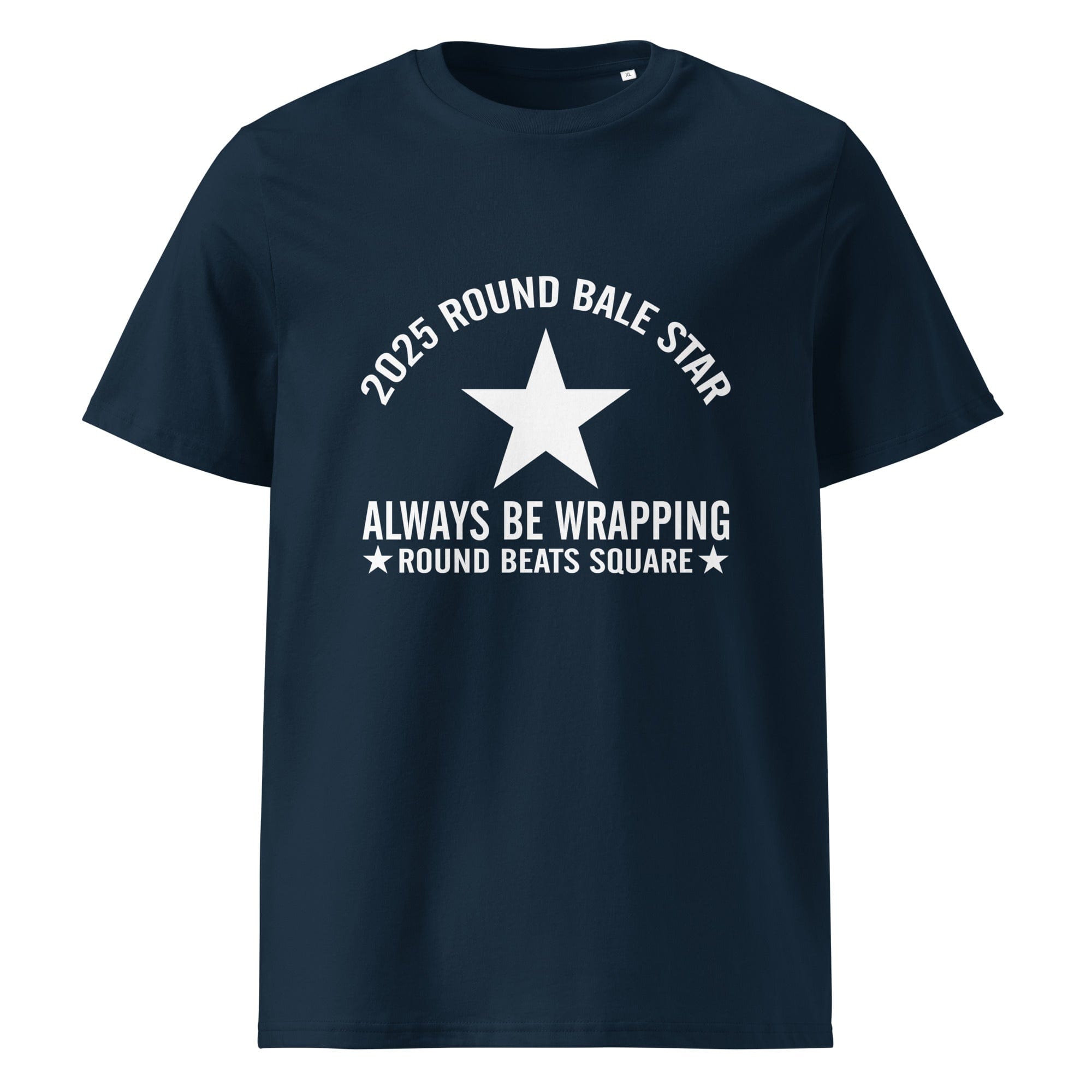 The Tractors Mugs Store French Navy / S Round Bale Star Unisex organic cotton t-shirt Quality Farmers Merch