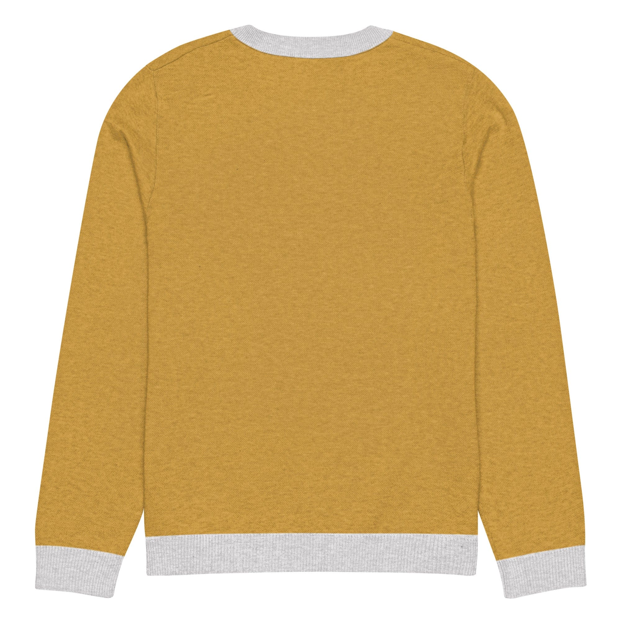 The Tractors Mugs Store Happy Farmer (Yellow) Knitted crew neck sweater Quality Farmers Merch