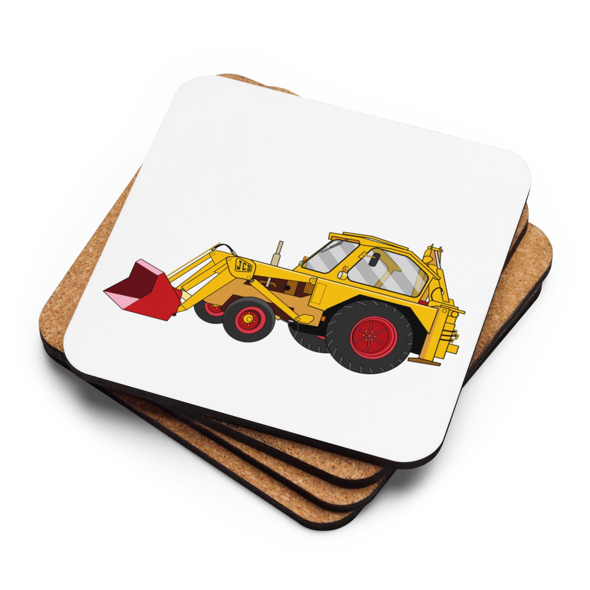 The Tractors Mugs Store JCB 3 Backhoe Cork-back coaster Quality Farmers Merch