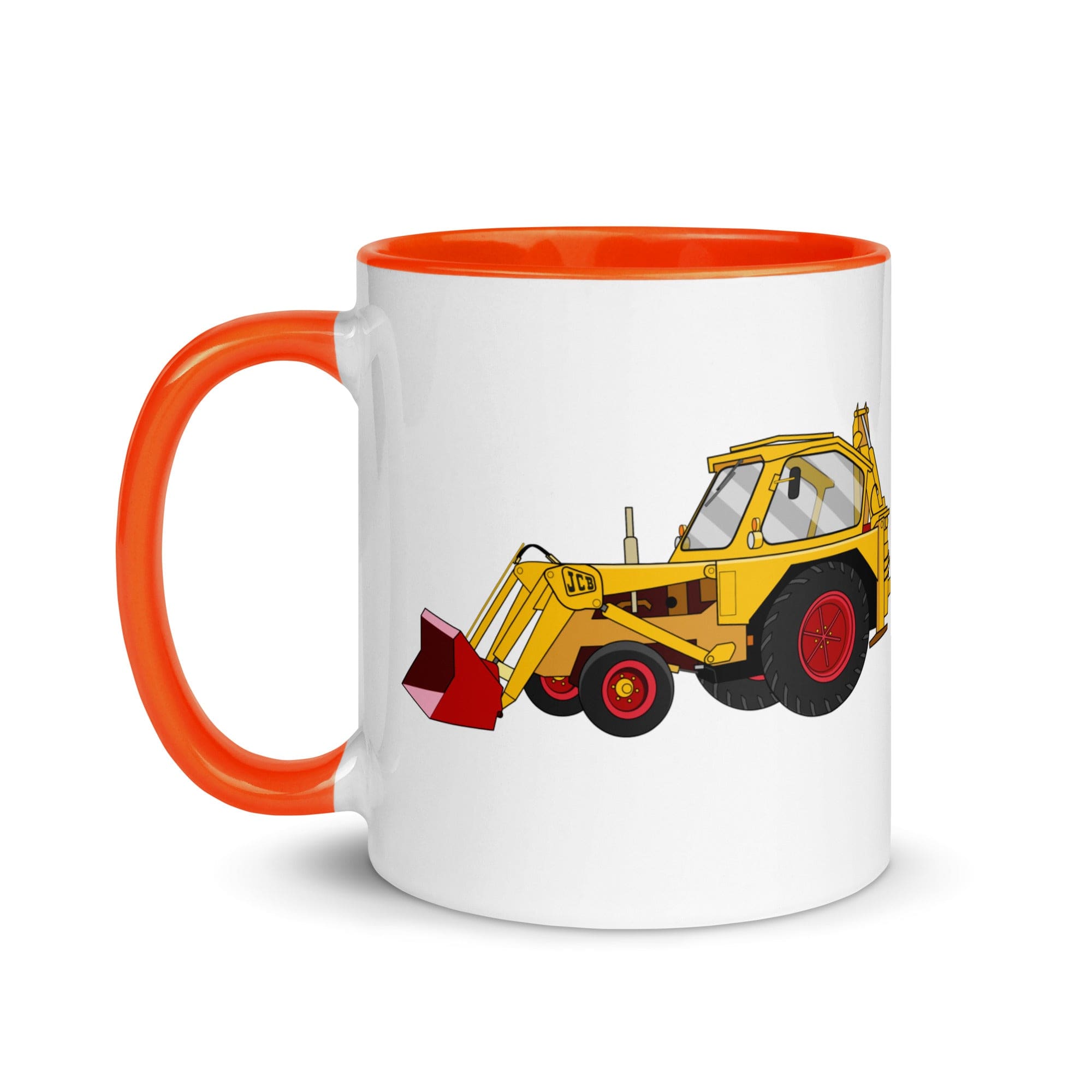 The Tractors Mugs Store JCB 3 Backhoe Mug with Color Inside Quality Farmers Merch