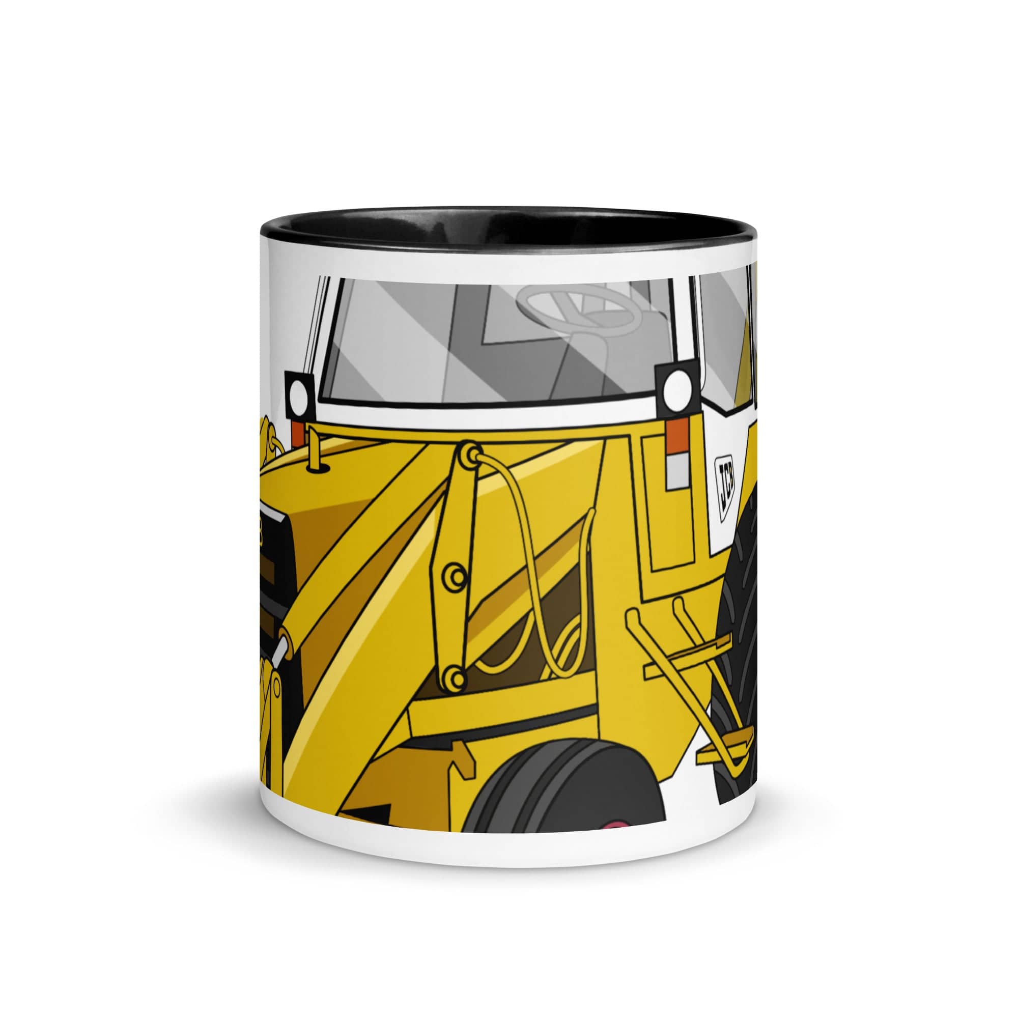 The Tractors Mugs Store JCB 3CX White Cabin 2WD 2.0 Mug with Color Inside Quality Farmers Merch
