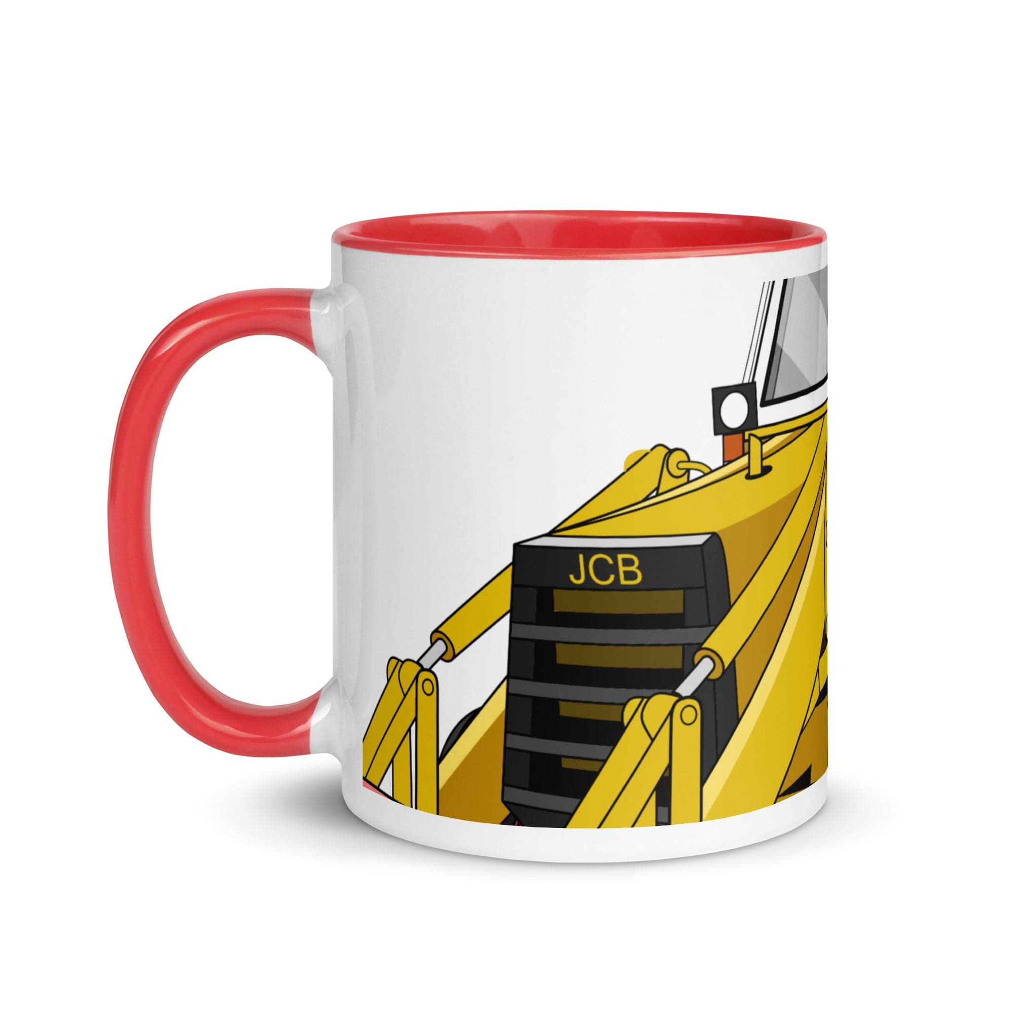 The Tractors Mugs Store JCB 3CX White Cabin 2WD 2.0 Mug with Color Inside Quality Farmers Merch
