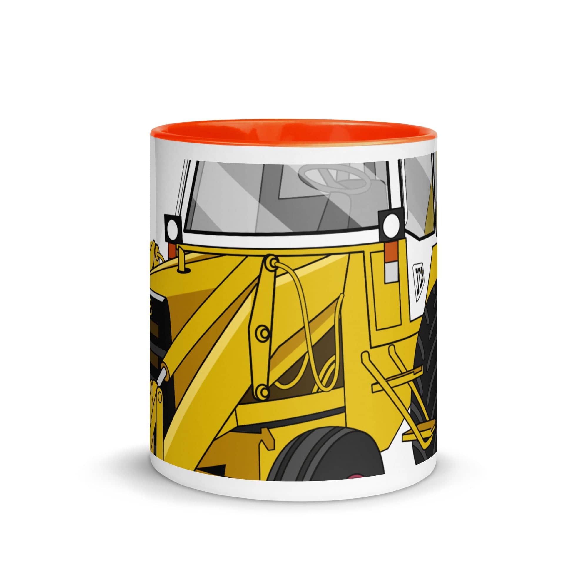 The Tractors Mugs Store JCB 3CX White Cabin 2WD 2.0 Mug with Color Inside Quality Farmers Merch