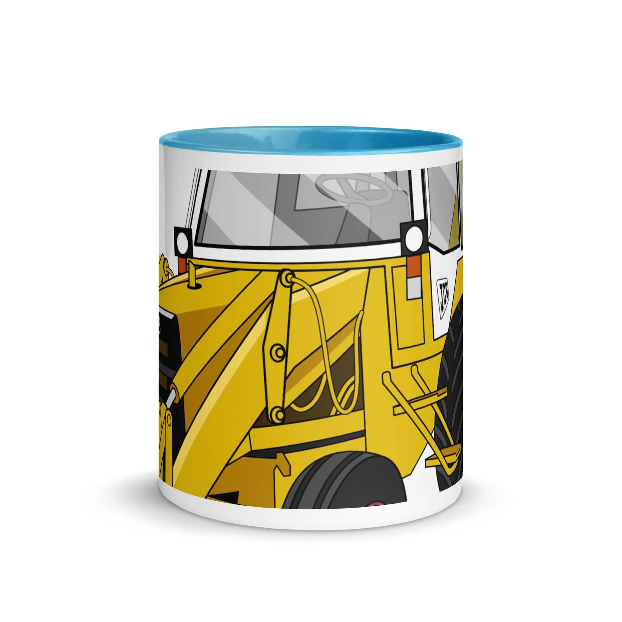 The Tractors Mugs Store JCB 3CX White Cabin 2WD 2.0 Mug with Color Inside Quality Farmers Merch