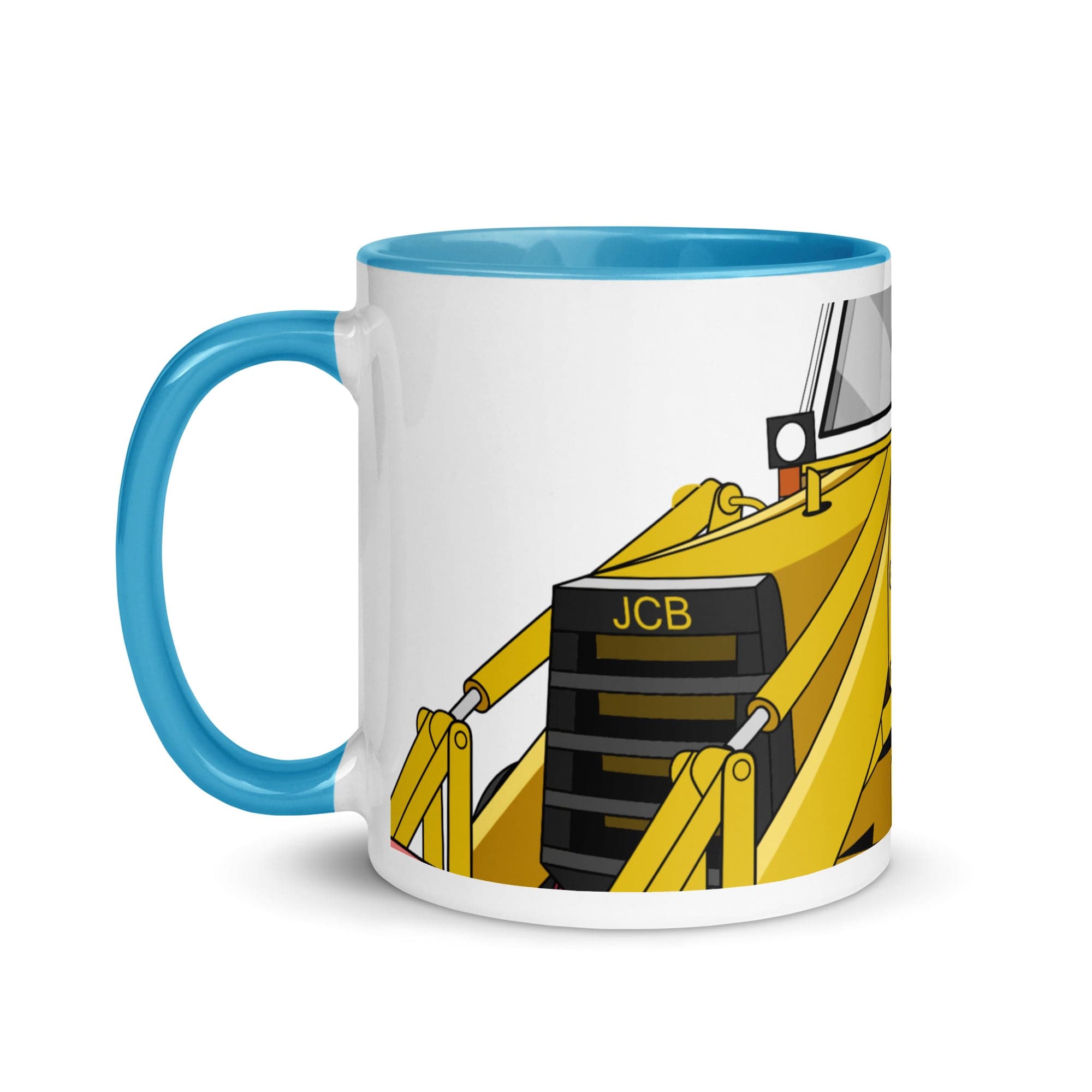 The Tractors Mugs Store JCB 3CX White Cabin 2WD 2.0 Mug with Color Inside Quality Farmers Merch