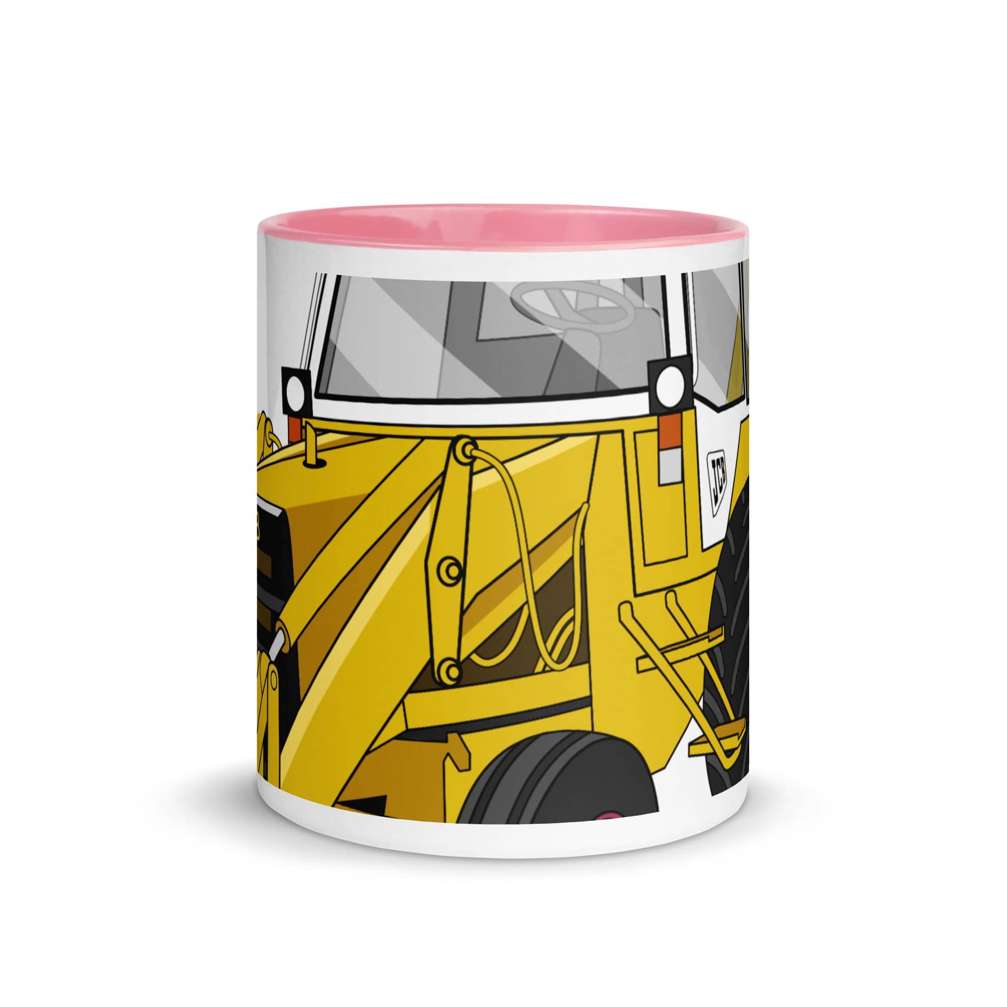 The Tractors Mugs Store JCB 3CX White Cabin 2WD 2.0 Mug with Color Inside Quality Farmers Merch