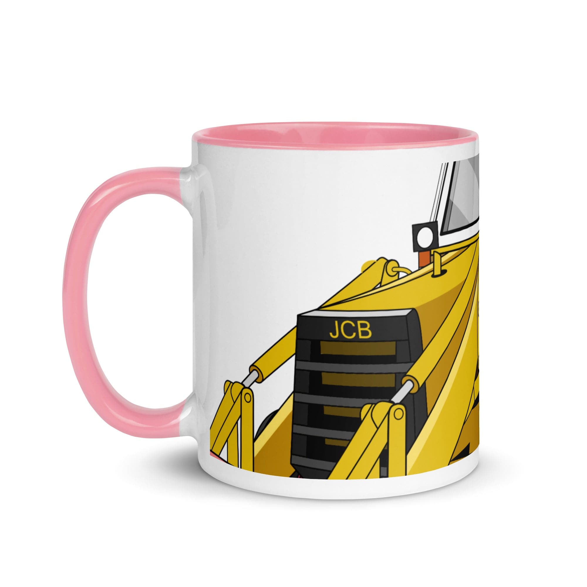 The Tractors Mugs Store JCB 3CX White Cabin 2WD 2.0 Mug with Color Inside Quality Farmers Merch