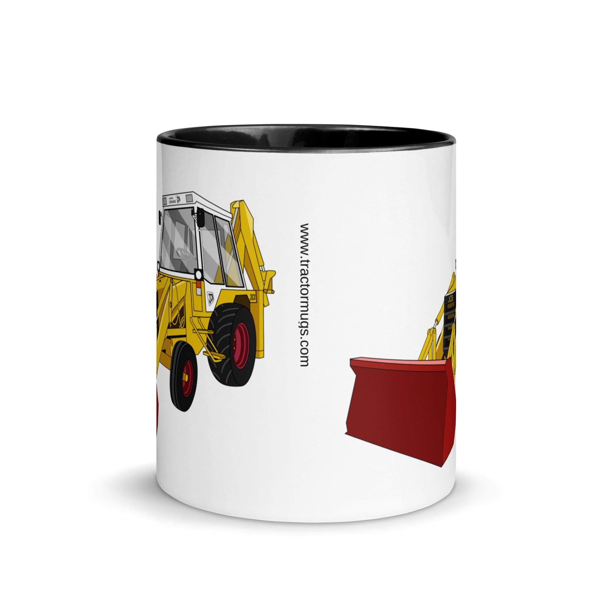 The Tractors Mugs Store JCB 3CX White Cabin 2WD Mug with Color Inside Quality Farmers Merch