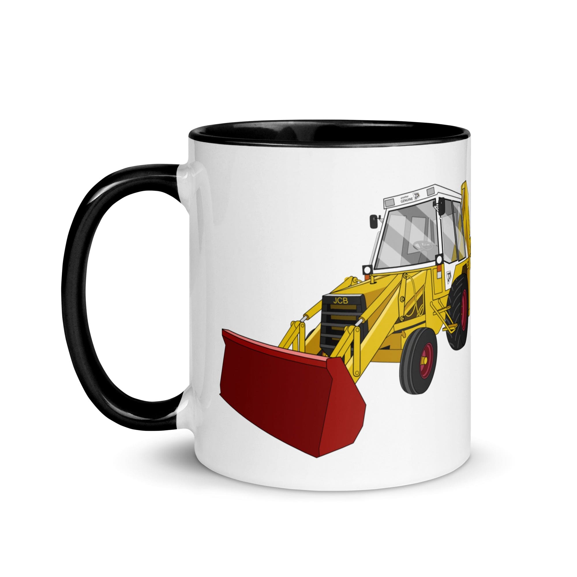 The Tractors Mugs Store JCB 3CX White Cabin 2WD Mug with Color Inside Quality Farmers Merch