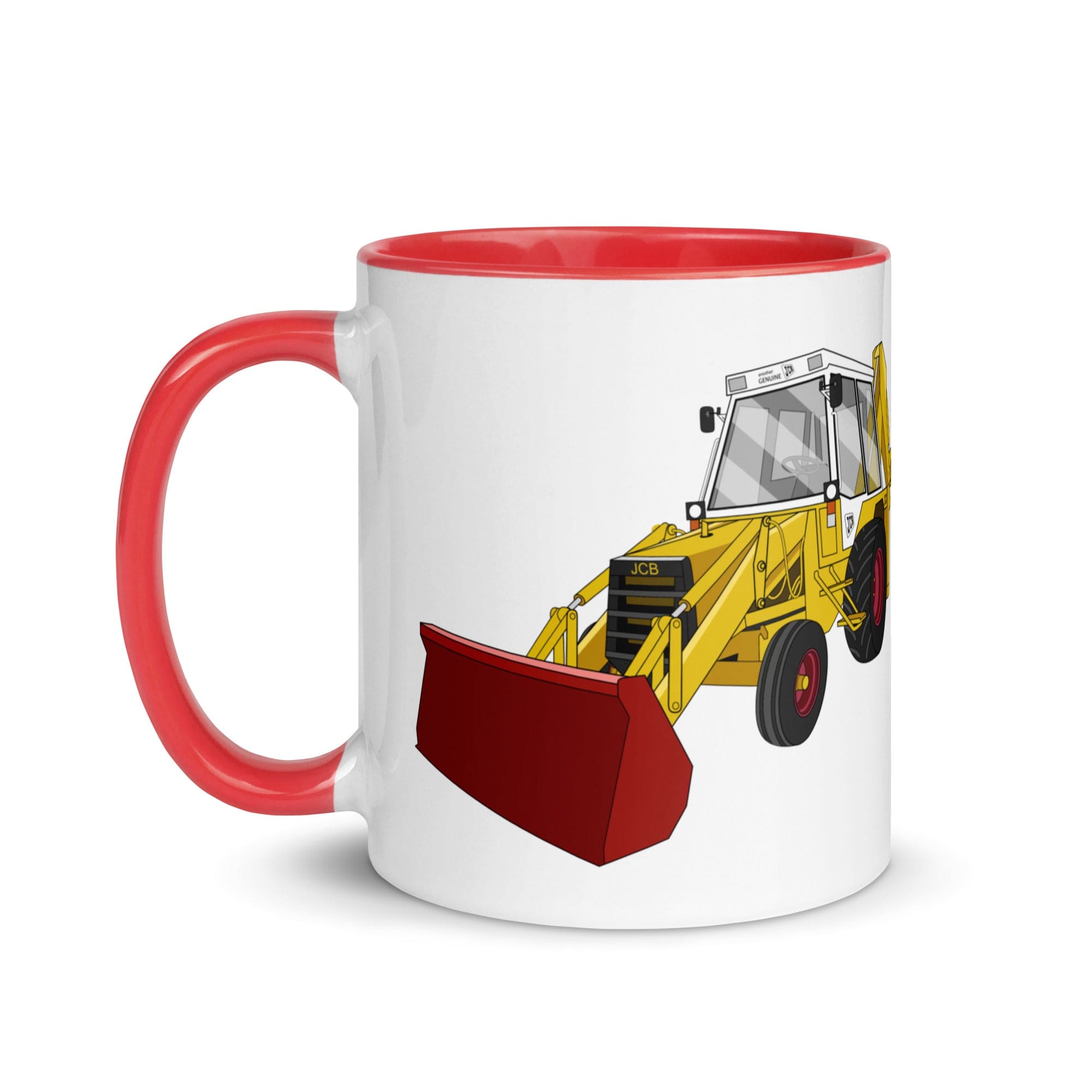 The Tractors Mugs Store JCB 3CX White Cabin 2WD Mug with Color Inside Quality Farmers Merch