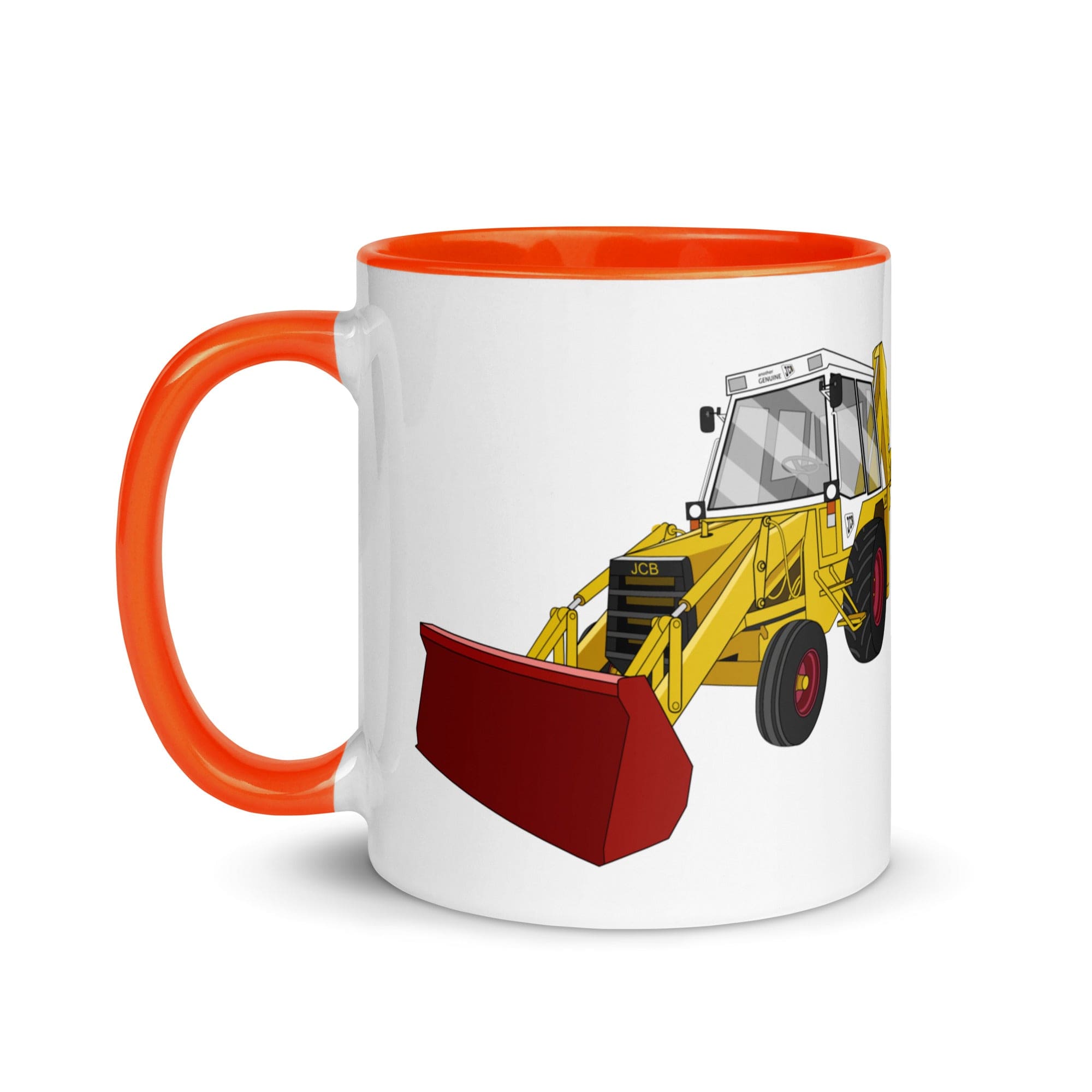 The Tractors Mugs Store JCB 3CX White Cabin 2WD Mug with Color Inside Quality Farmers Merch