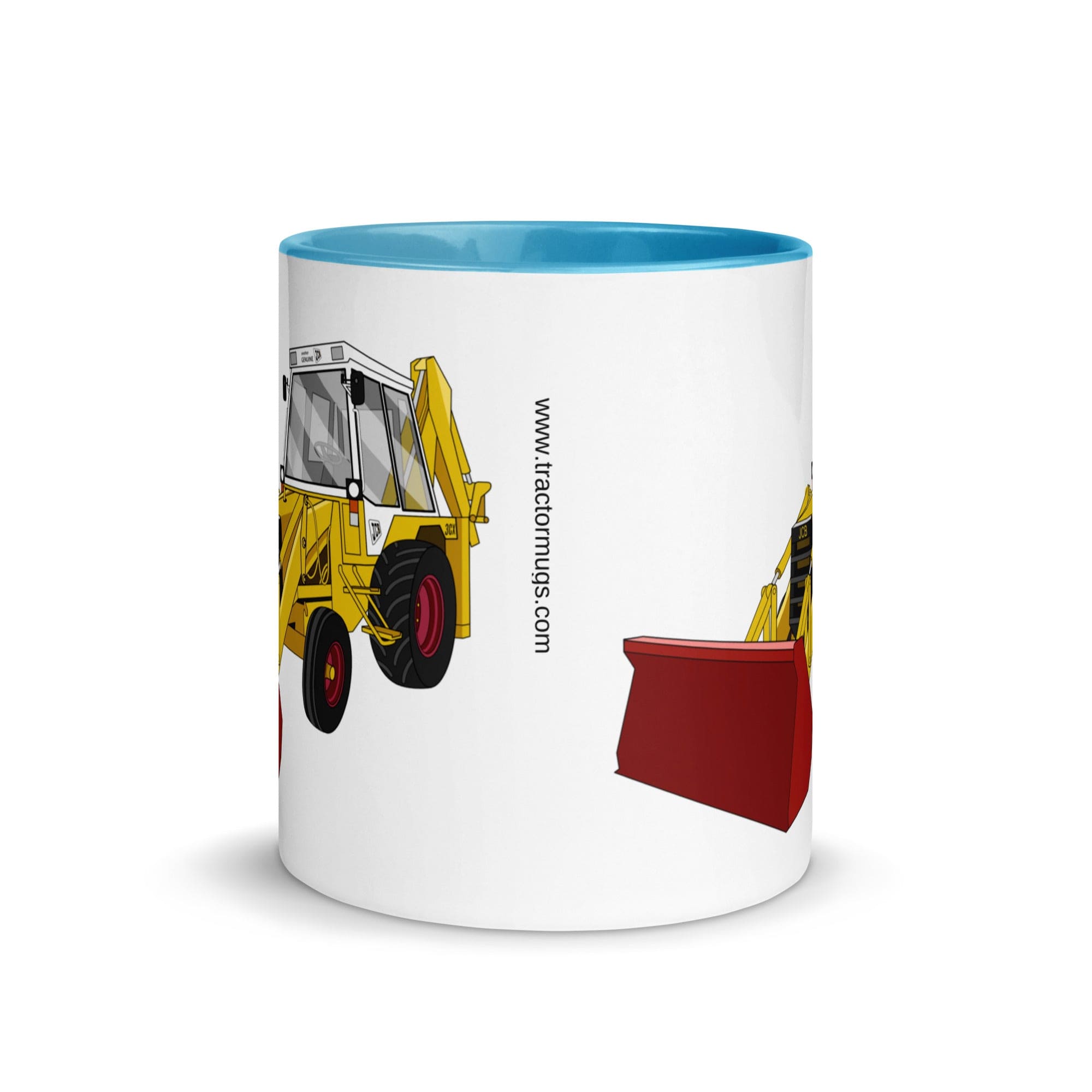 The Tractors Mugs Store JCB 3CX White Cabin 2WD Mug with Color Inside Quality Farmers Merch