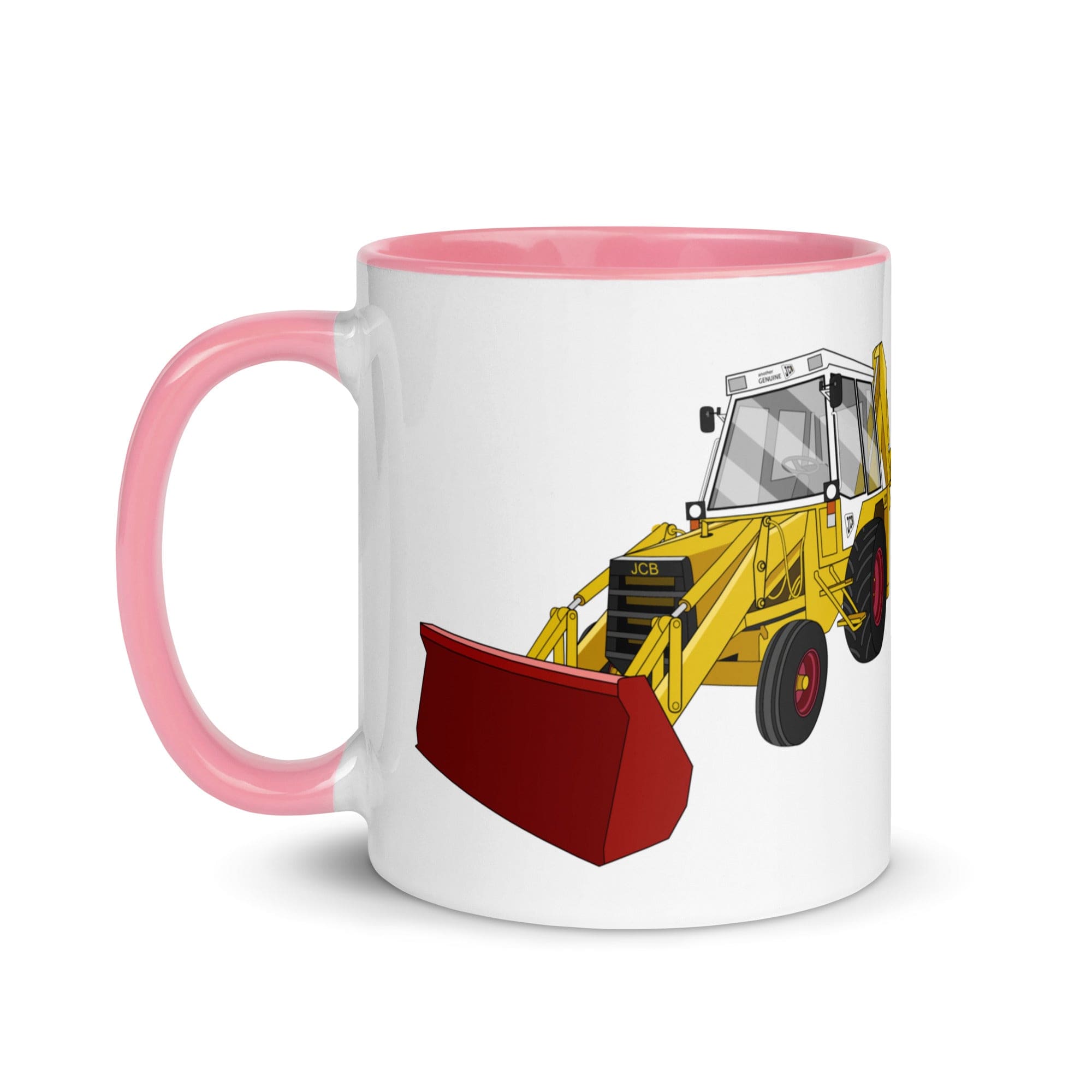 The Tractors Mugs Store JCB 3CX White Cabin 2WD Mug with Color Inside Quality Farmers Merch
