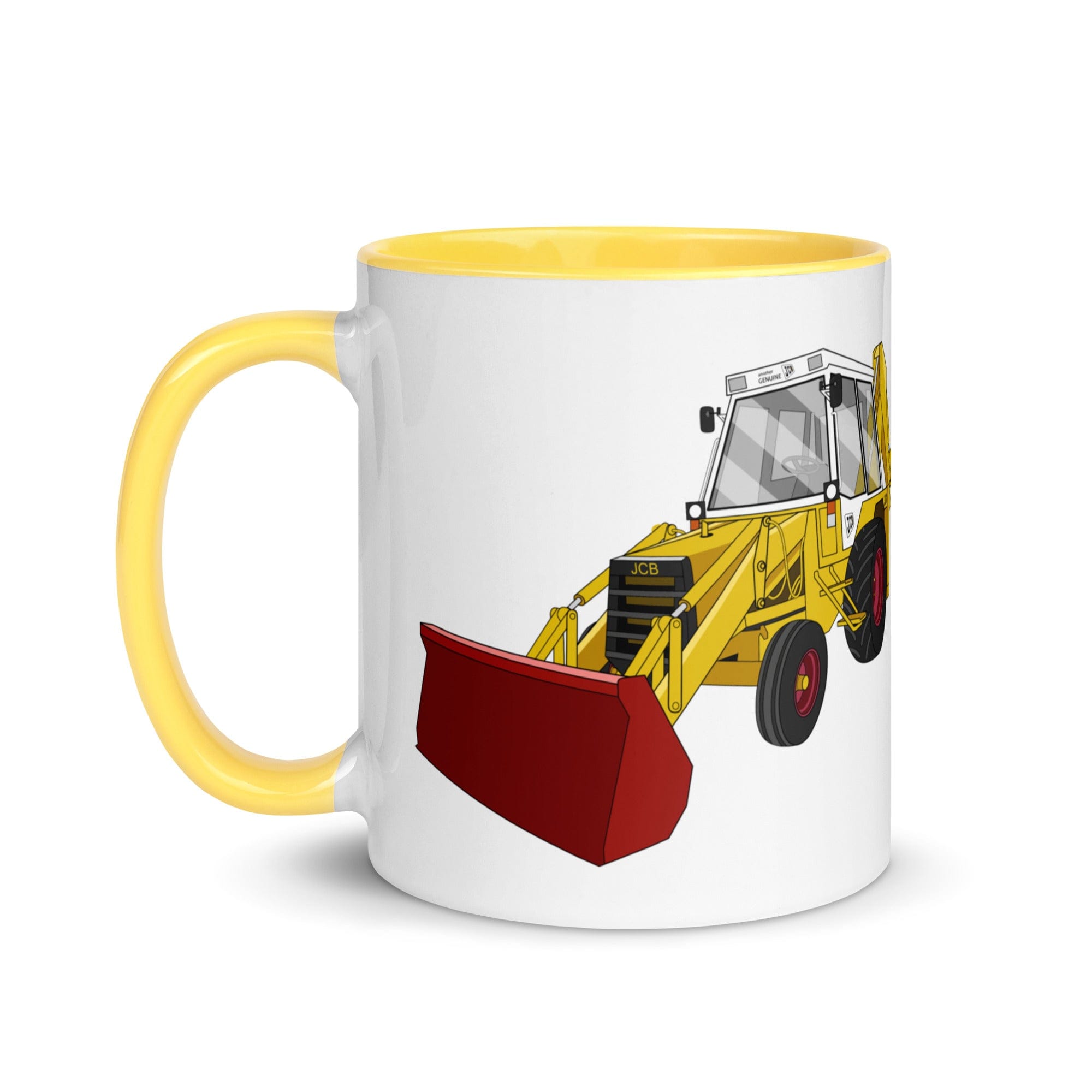 The Tractors Mugs Store JCB 3CX White Cabin 2WD Mug with Color Inside Quality Farmers Merch