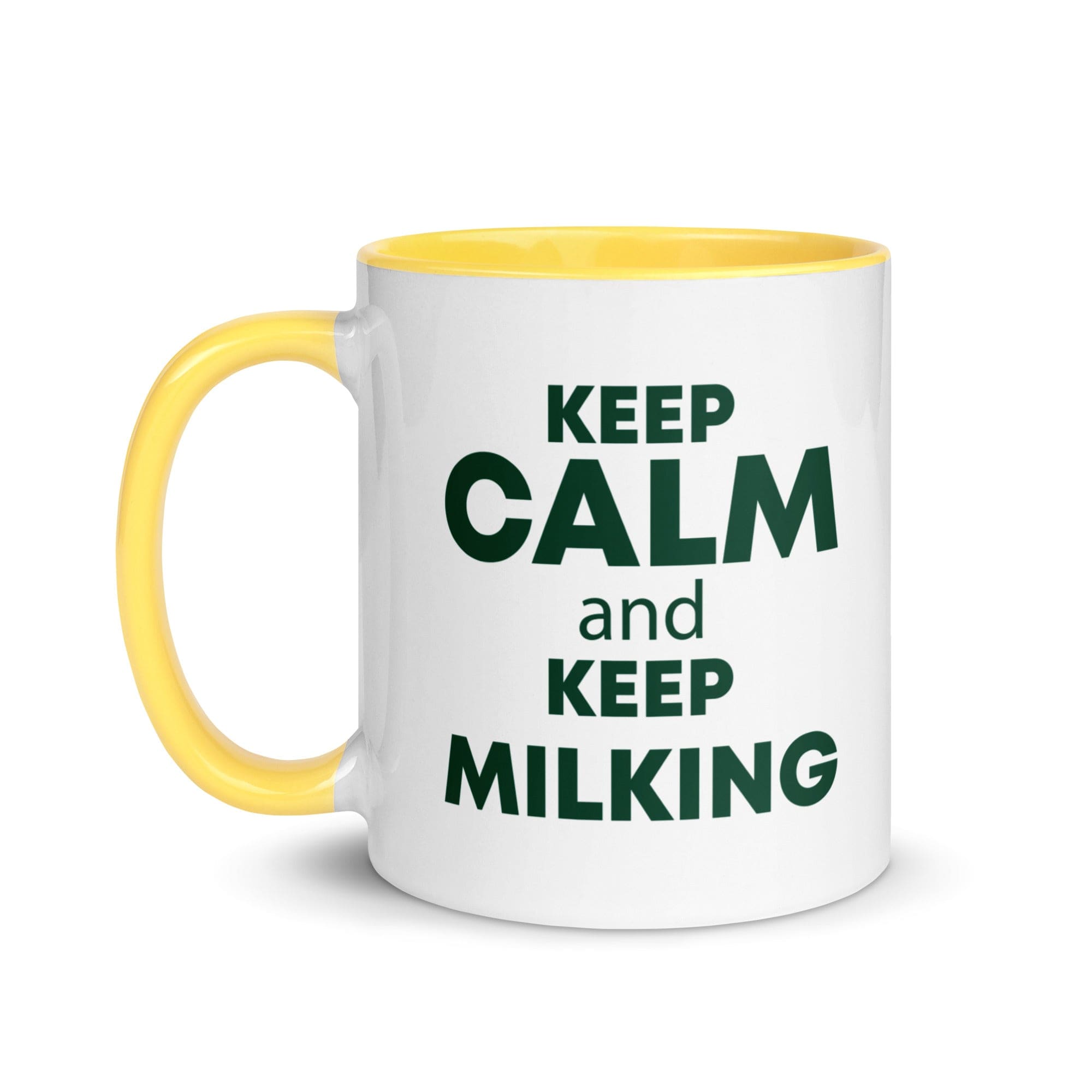 The Tractors Mugs Store KEEP CALM and KEEP MILKING Mug with Color Inside Quality Farmers Merch