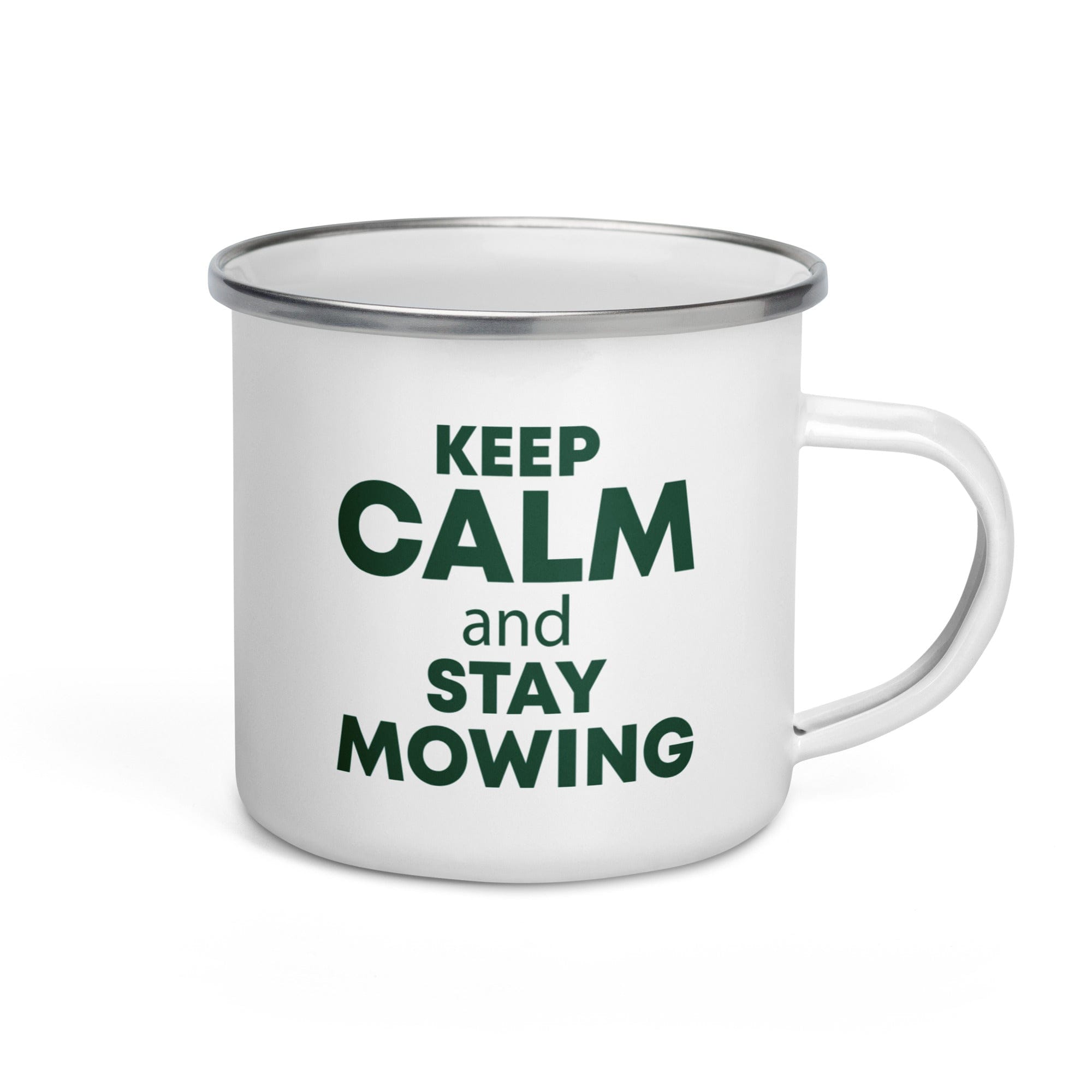 The Tractors Mugs Store KEEP CALM and STAY MOWING Enamel Mug Quality Farmers Merch