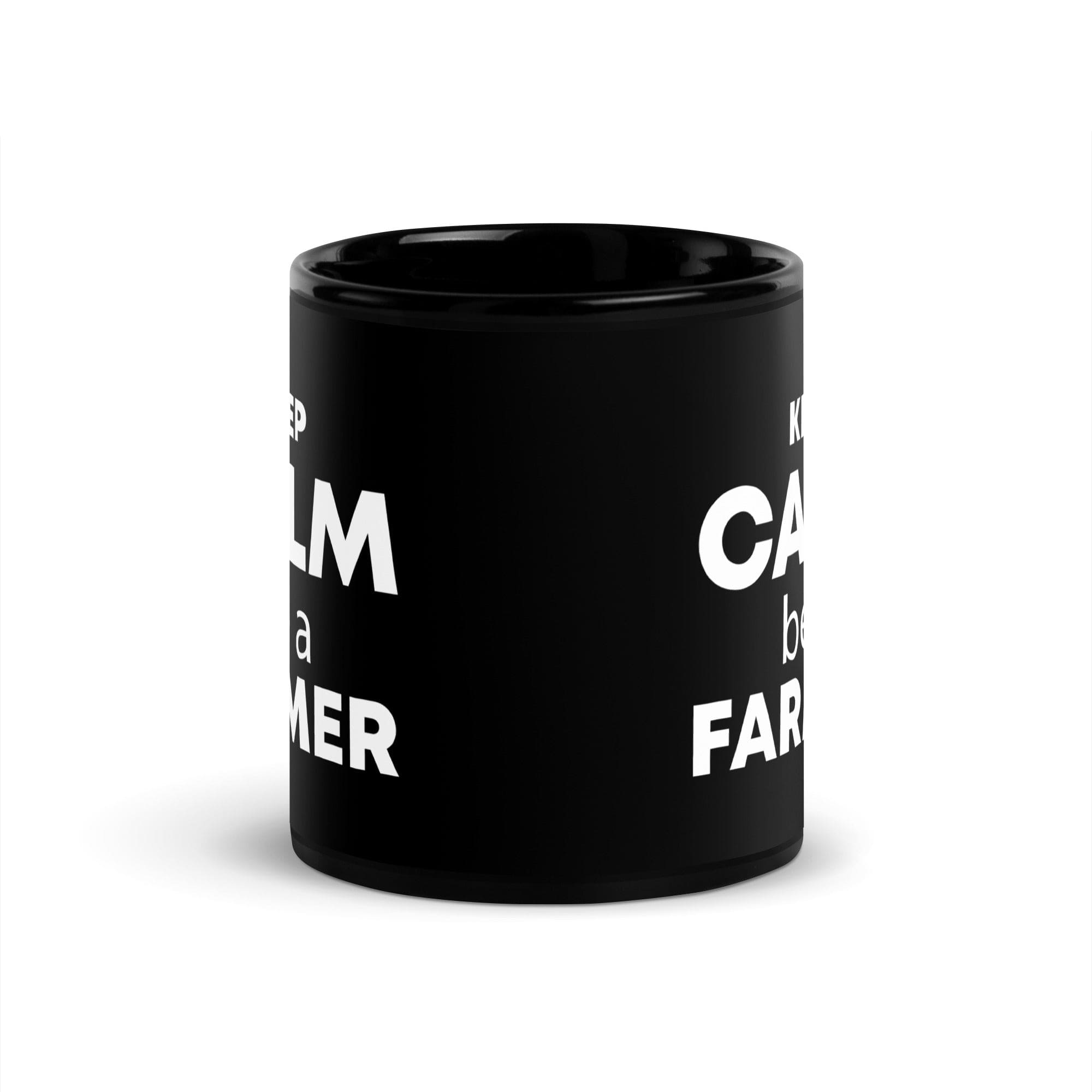 The Tractors Mugs Store KEEP CALM be a FARMER Black Glossy Mug Quality Farmers Merch