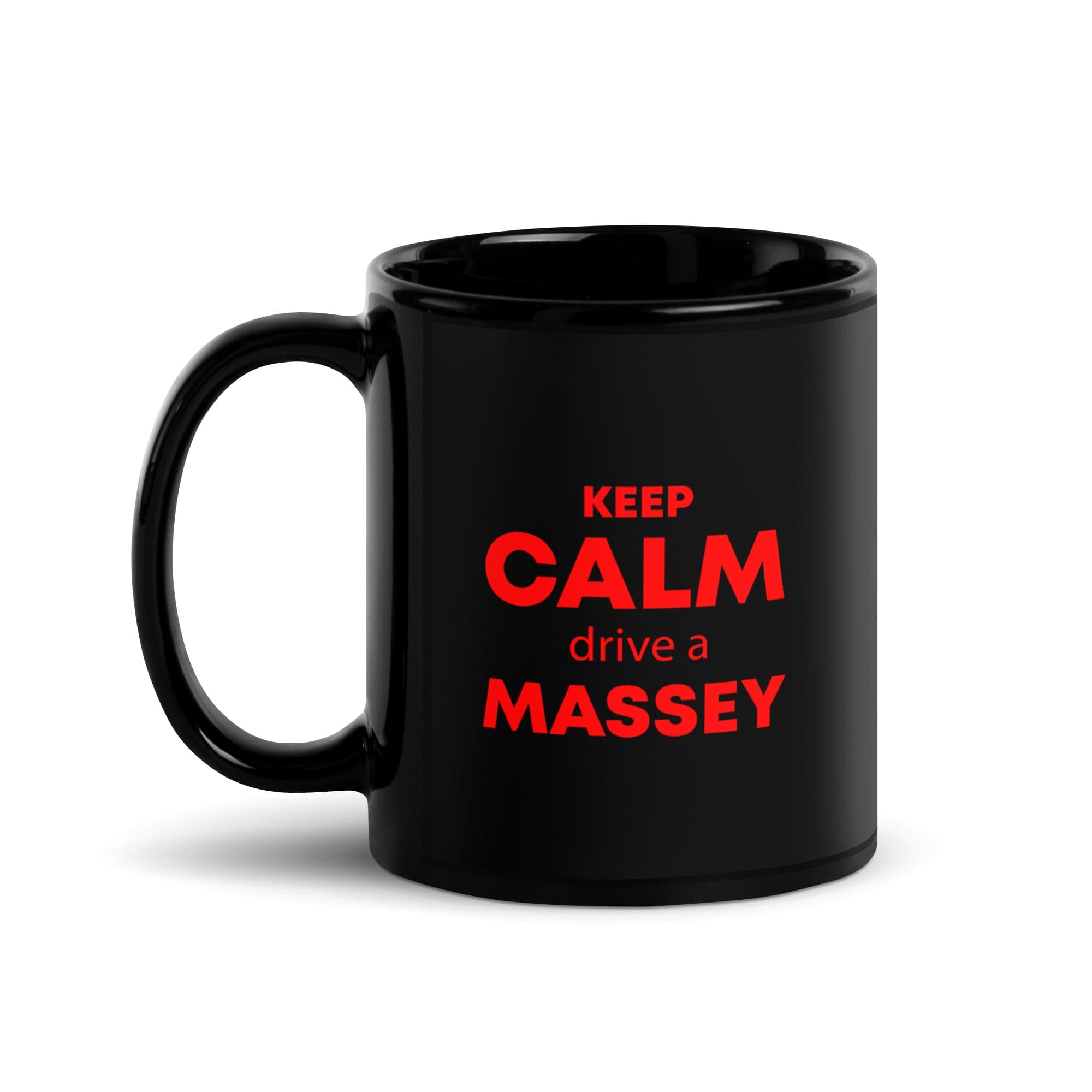 The Tractors Mugs Store KEEP CALM drive a MASSEY Black Glossy Mug Quality Farmers Merch