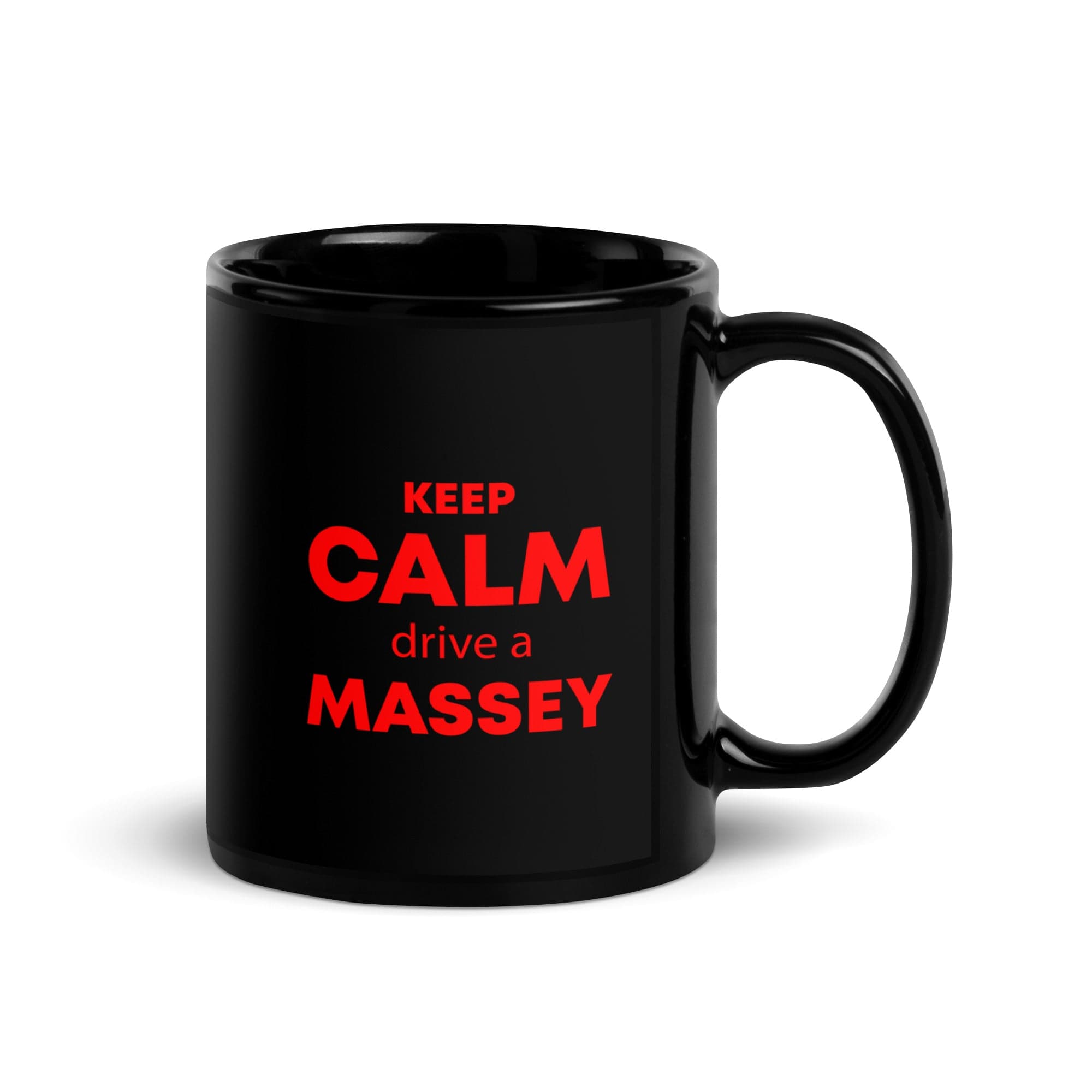 The Tractors Mugs Store KEEP CALM drive a MASSEY Black Glossy Mug Quality Farmers Merch