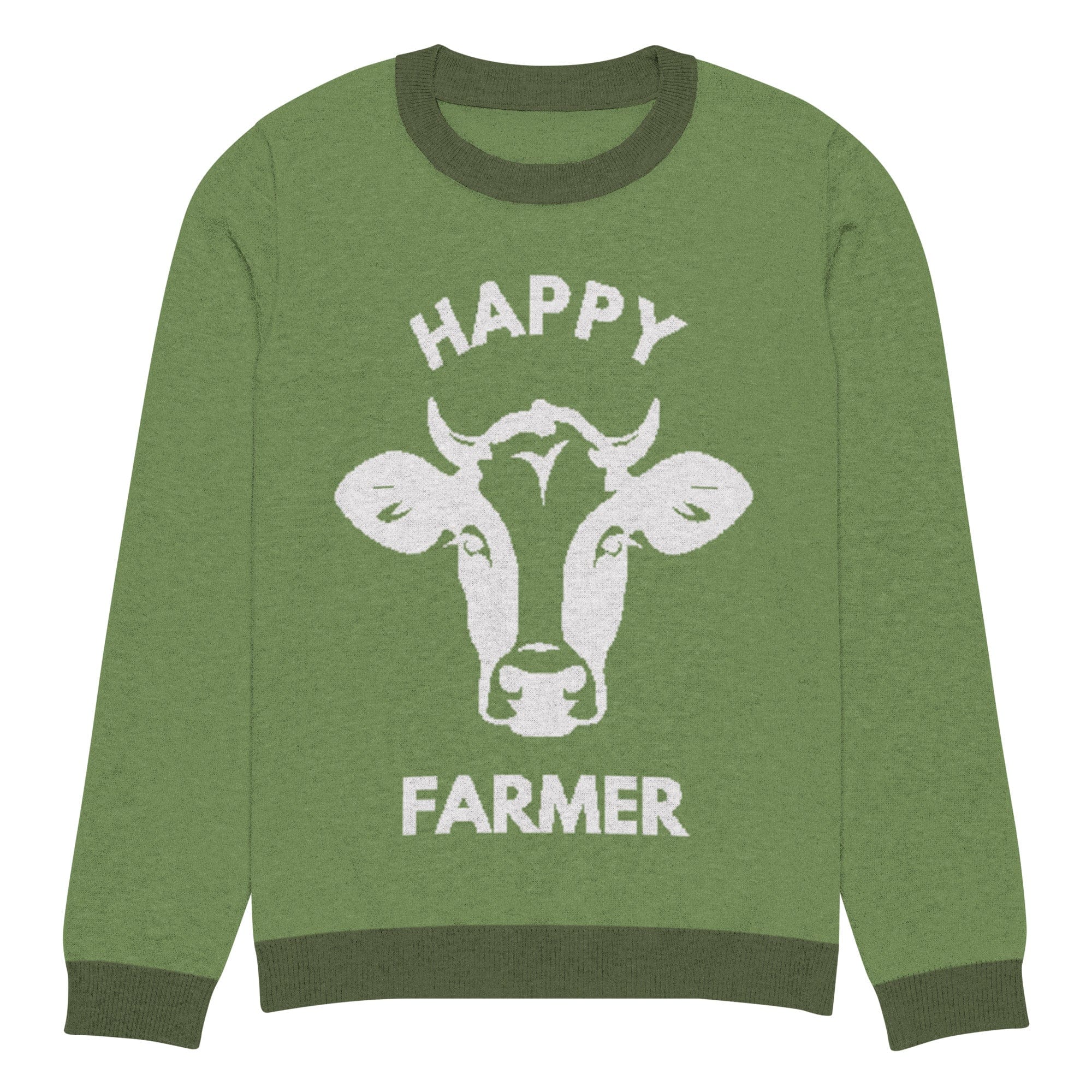 The Tractors Mugs Store M Happy Cattle Farmer Knitted crew neck sweater Quality Farmers Merch
