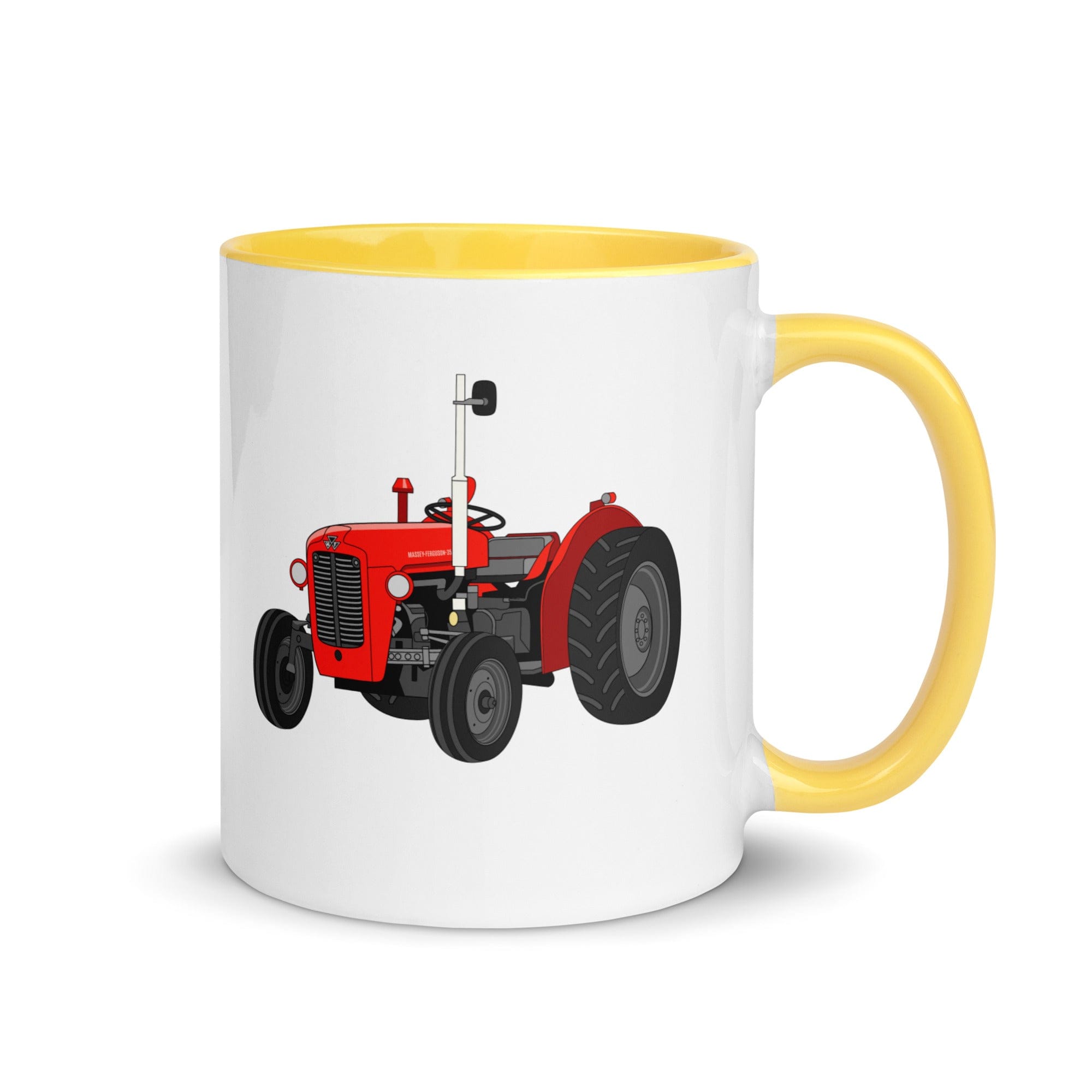 The Tractors Mugs Store Mug with Color Inside Yellow Massey Ferguson 35X Mug with Color Inside Quality Farmers Merch