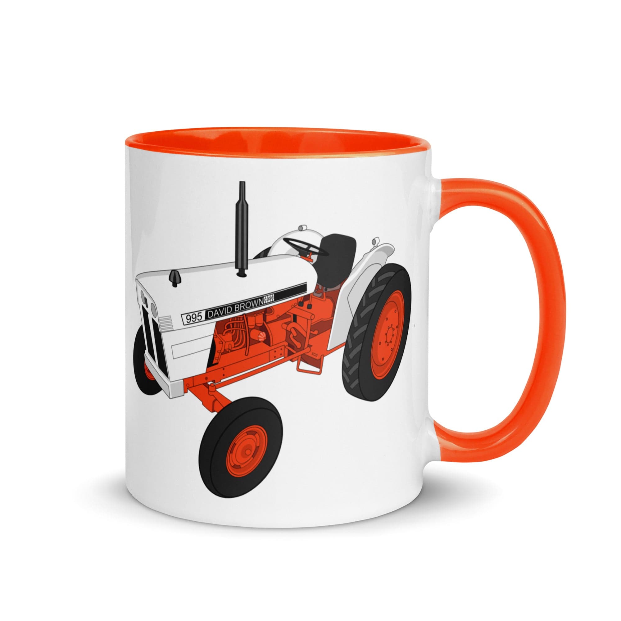 The Tractors Mugs Store Orange Case David Brown 995 (1973) Mug with Color Inside Quality Farmers Merch