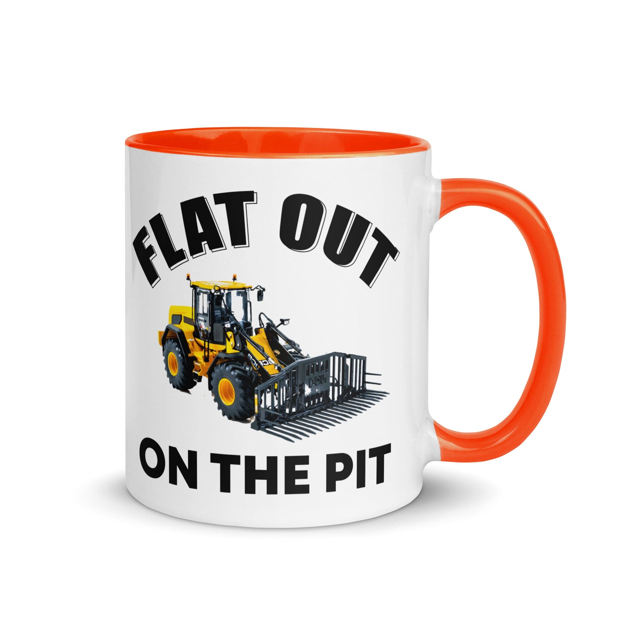 The Tractors Mugs Store Orange Flat out on the Pit Mug with Color Inside Quality Farmers Merch