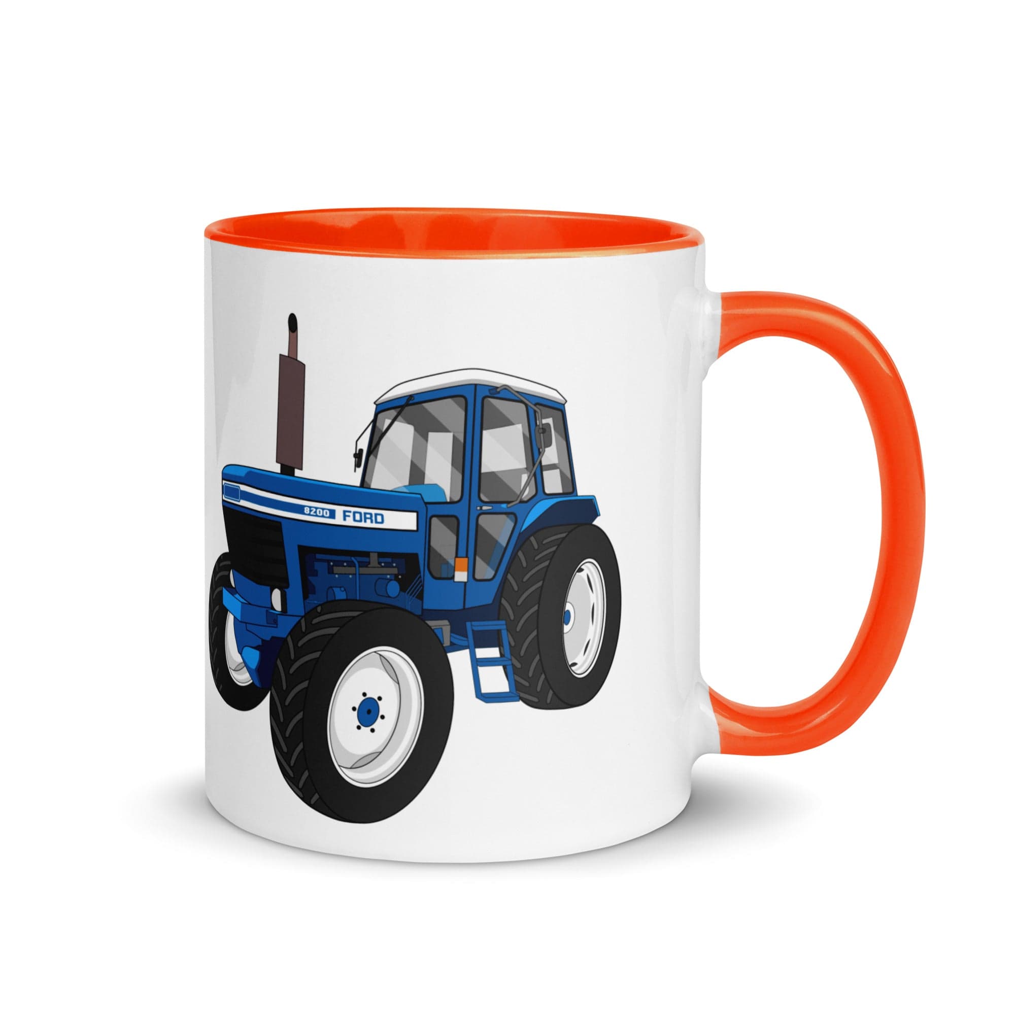 The Tractors Mugs Store Orange Ford 8200 Mug with Color Inside Quality Farmers Merch