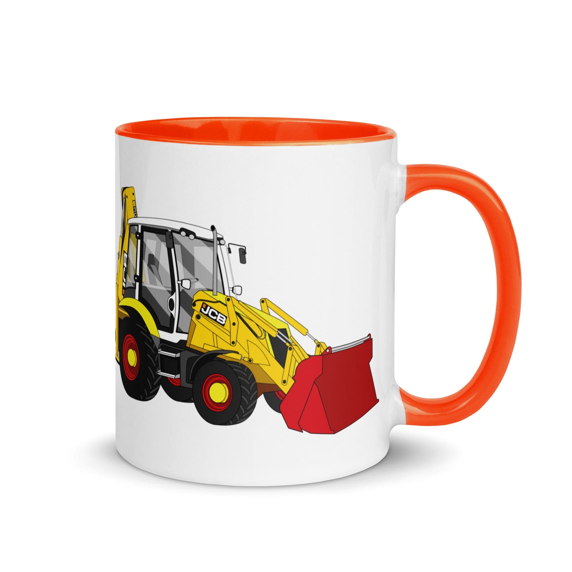 The Tractors Mugs Store Orange JCB 3CX 70th Anniversary Edition Mug with Color Inside Quality Farmers Merch