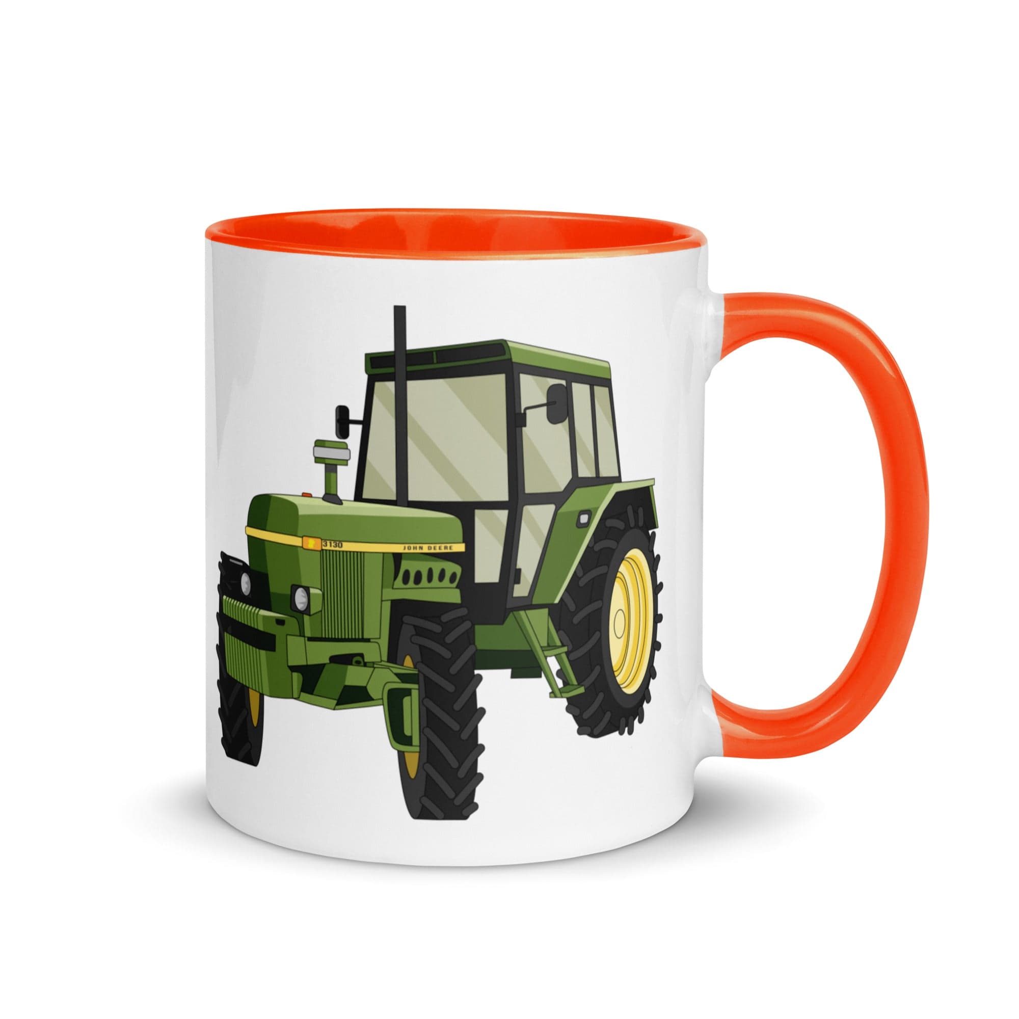 The Tractors Mugs Store Orange John Deere 3130 Mug with Color Inside Quality Farmers Merch