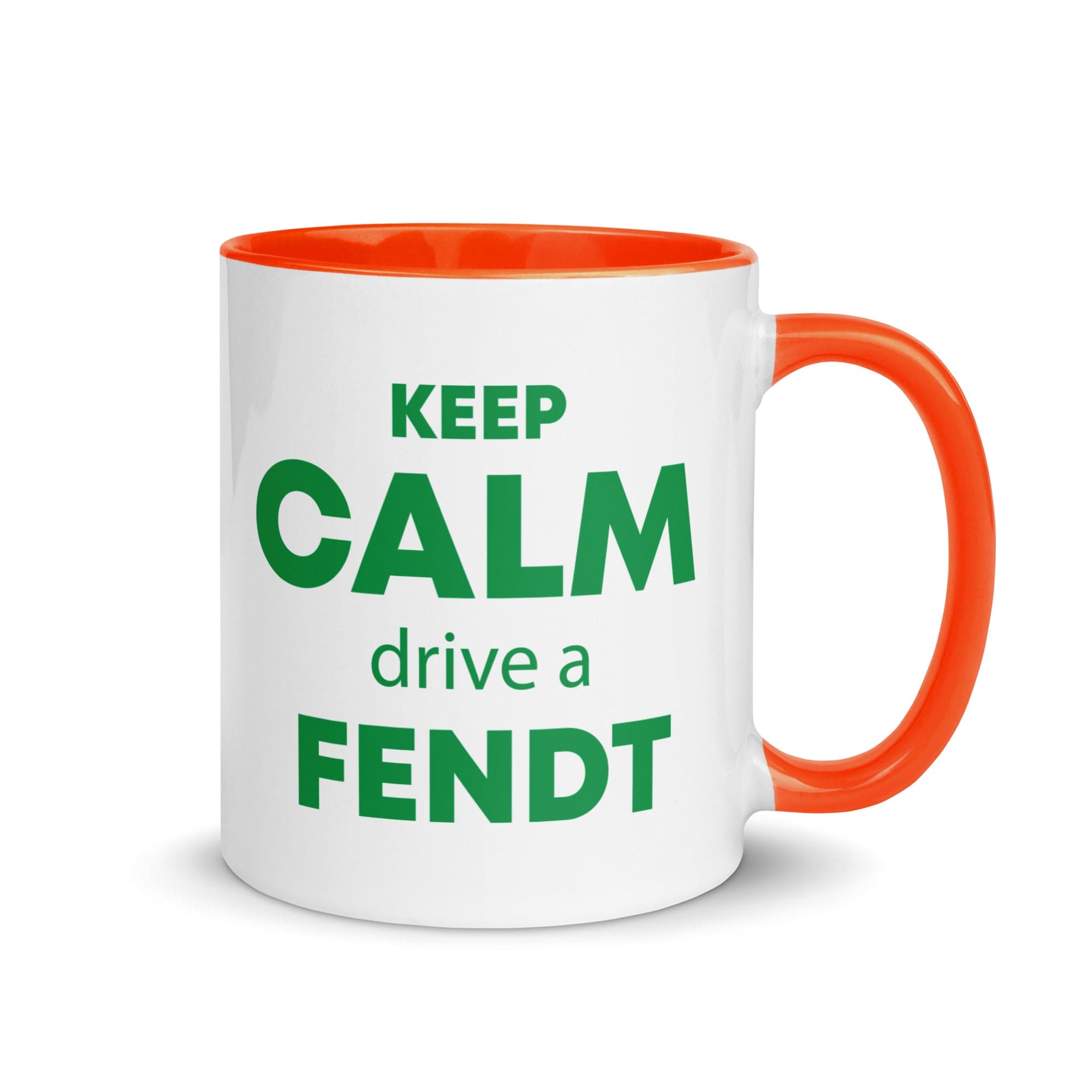 The Tractors Mugs Store Orange KEEP CALM drive a FENDT Mug with Color Inside Quality Farmers Merch