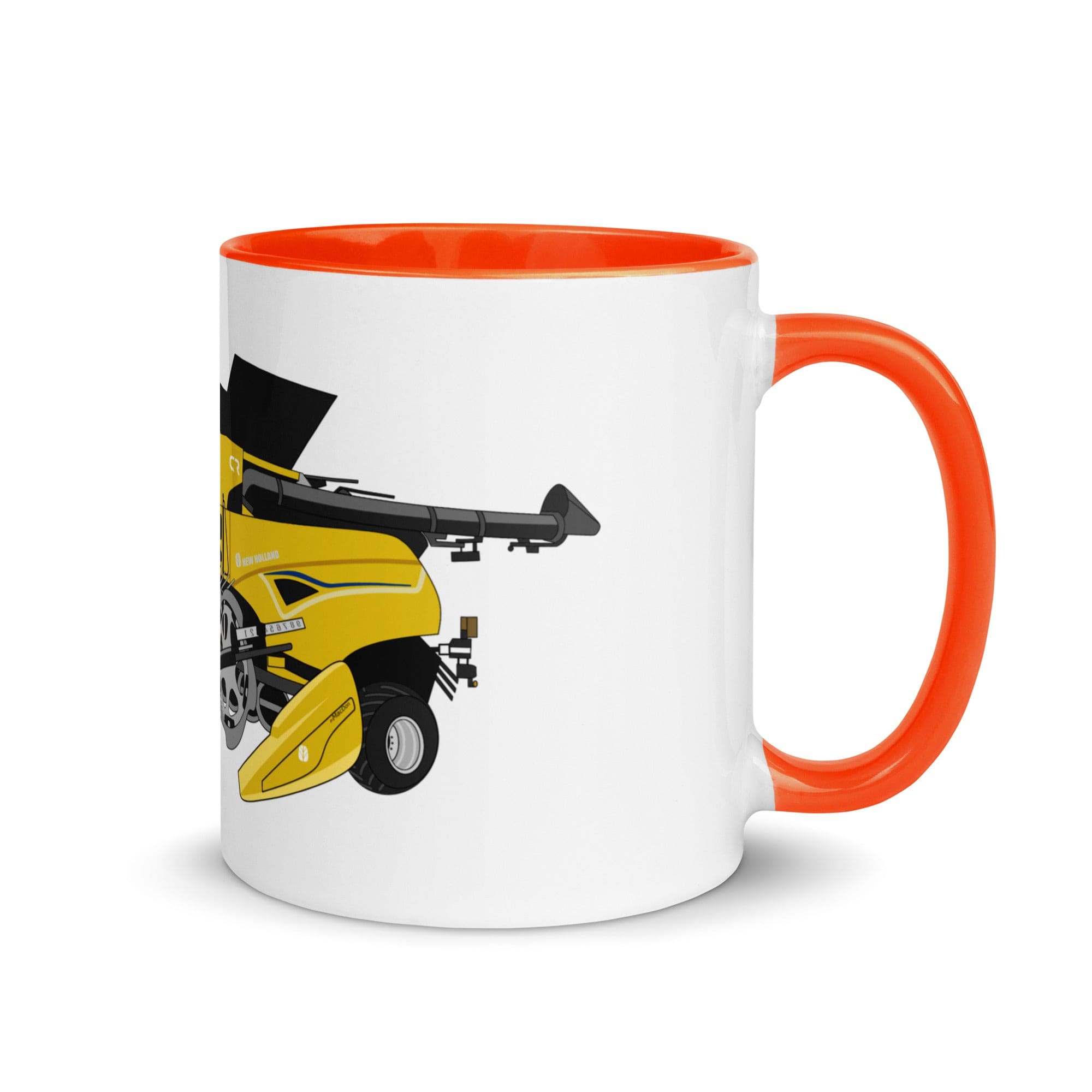 The Tractors Mugs Store Orange New Holland CR Combine Harvester (2004) 2.0 Mug with Color Inside Quality Farmers Merch