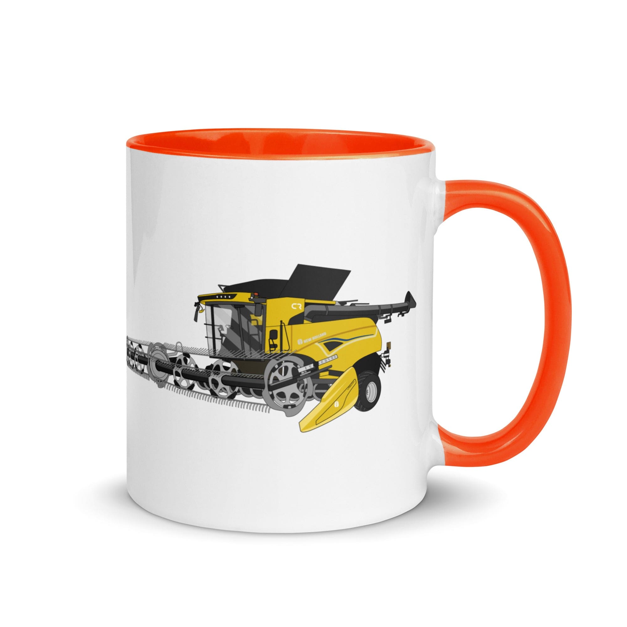 The Tractors Mugs Store Orange New Holland CR Combine Harvester (2004). Mug with Color Inside Quality Farmers Merch
