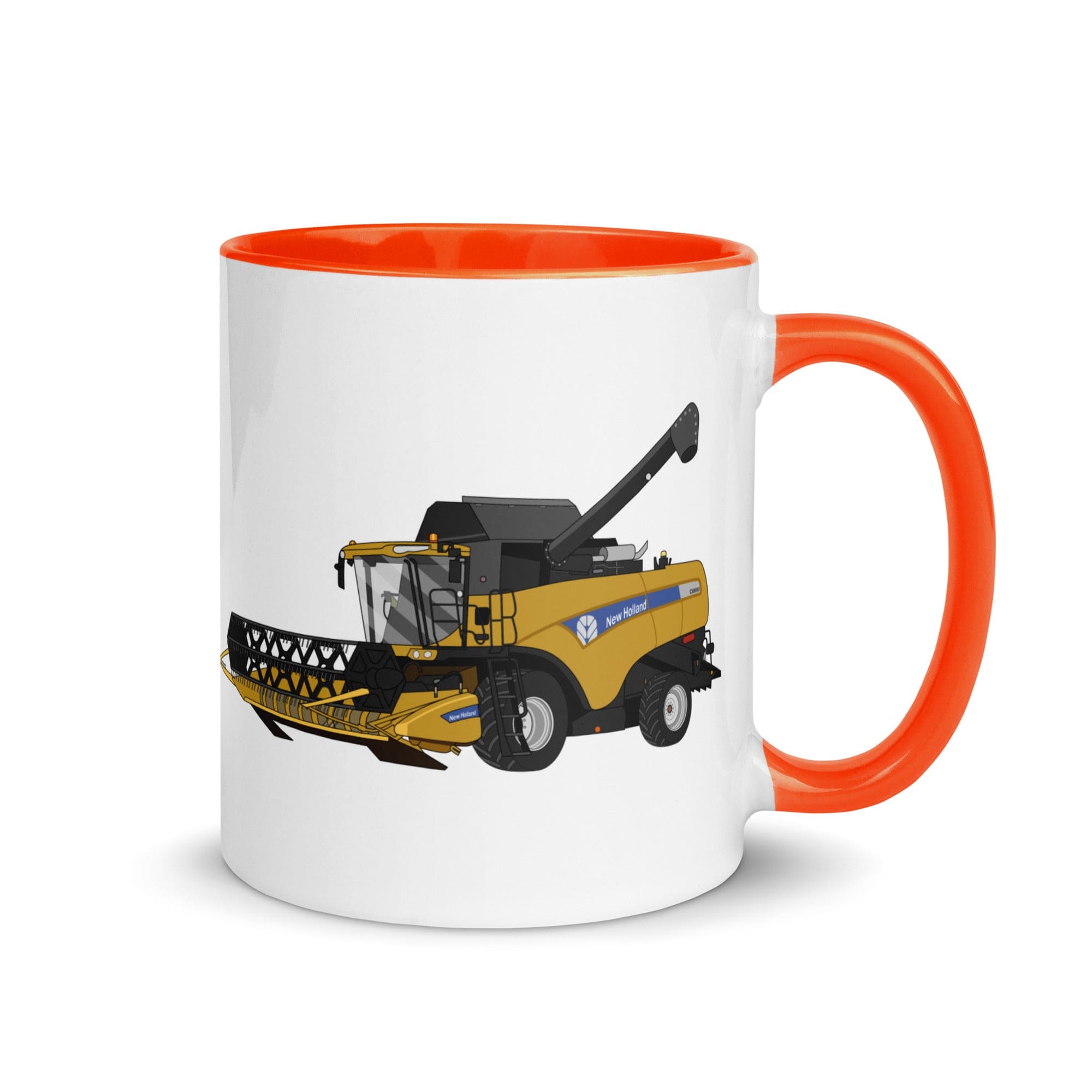 The Tractors Mugs Store Orange New Holland CX 8060 Combine Harvester Mug with Color Inside Quality Farmers Merch