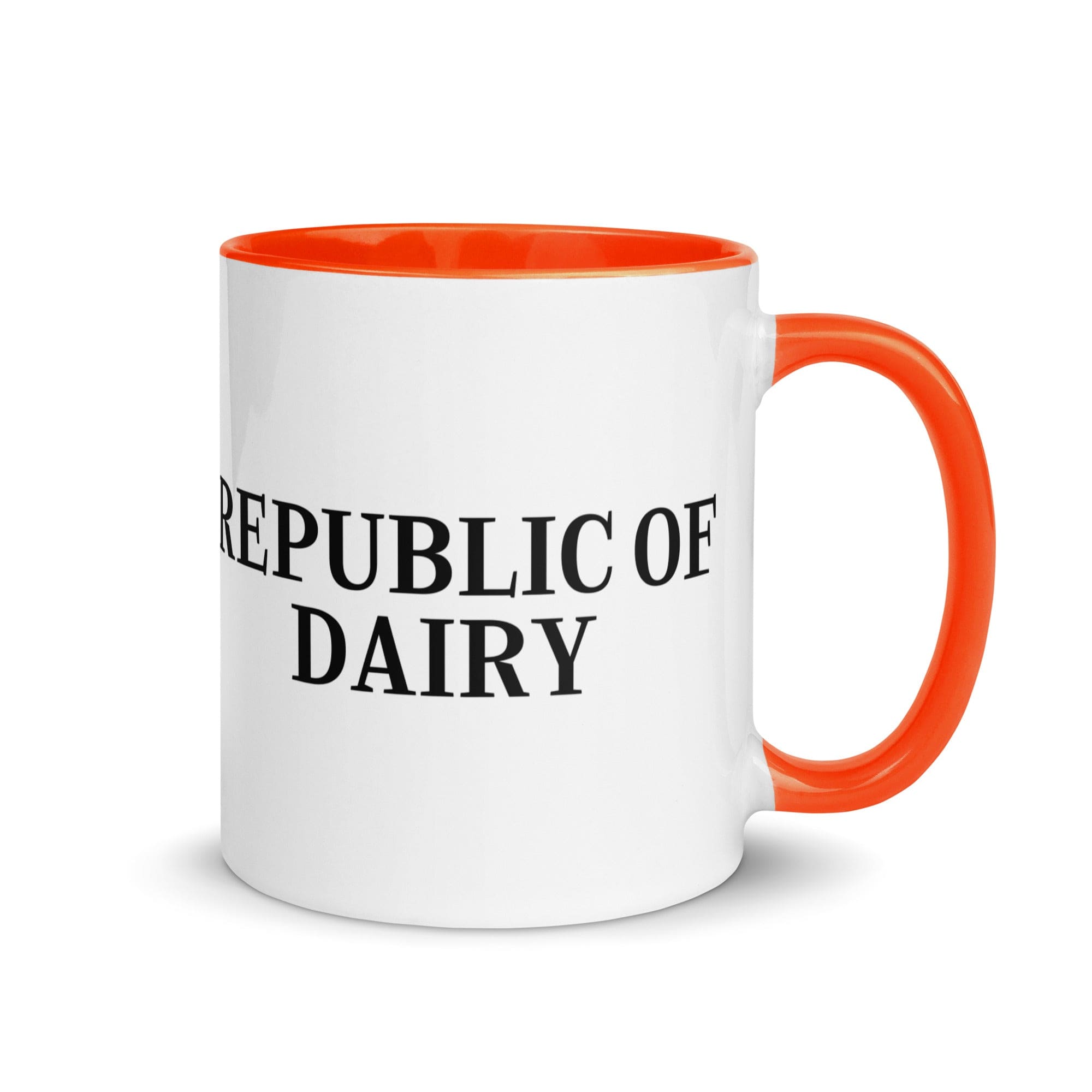 The Tractors Mugs Store Orange Republic of Dairy Mug with Color Inside Quality Farmers Merch