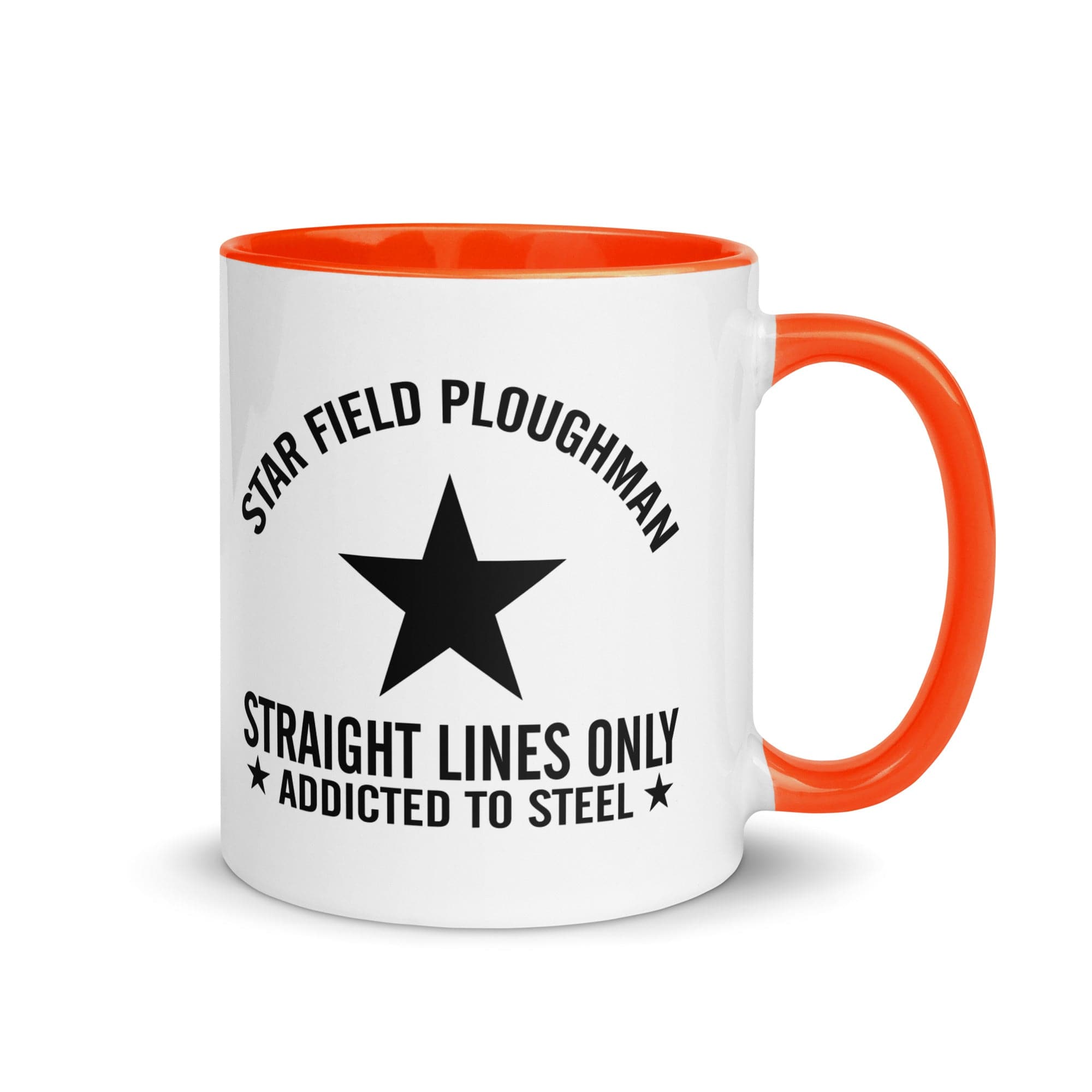 The Tractors Mugs Store Orange Star Field Ploughman Mug with Color Inside Quality Farmers Merch