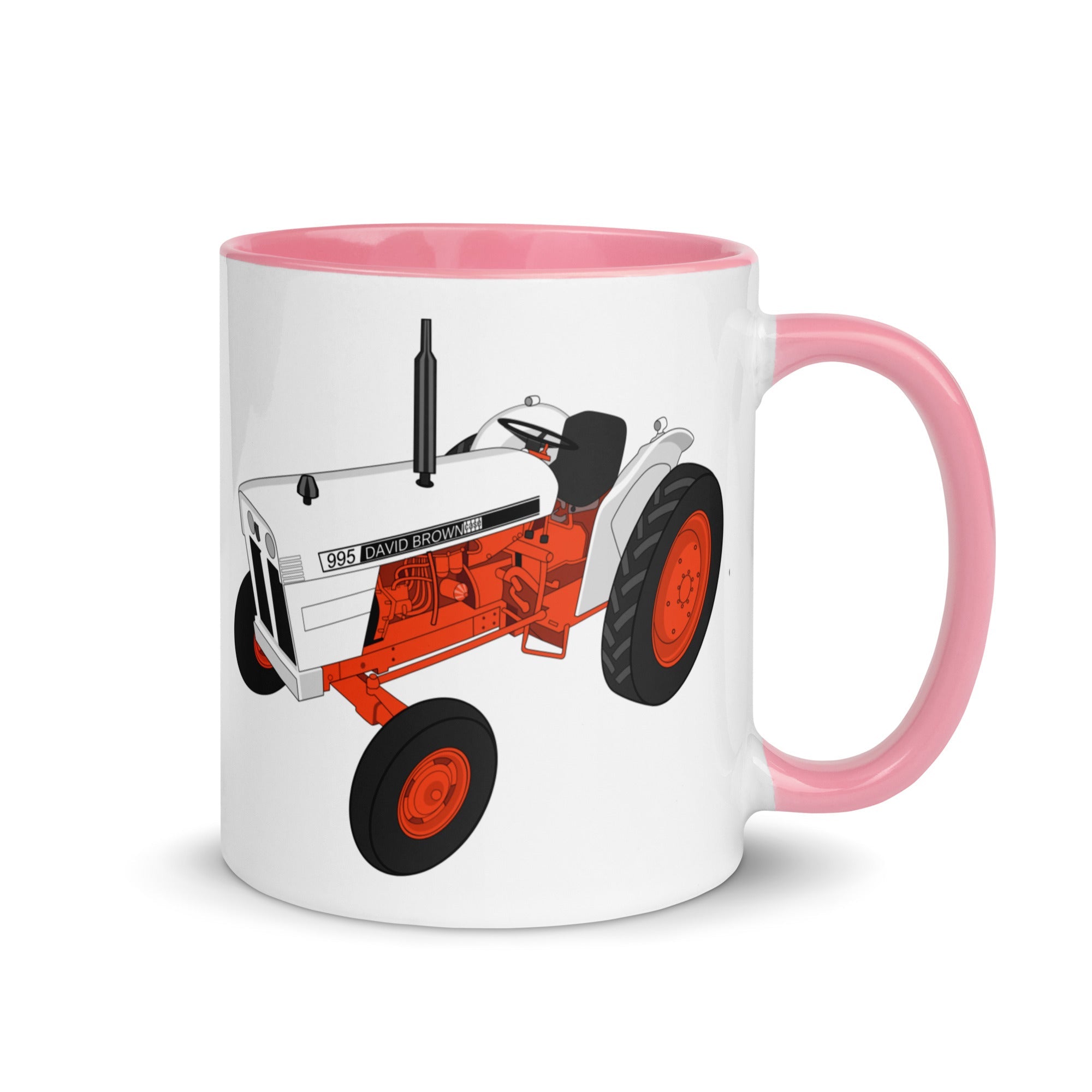 The Tractors Mugs Store Pink Case David Brown 995 (1973) Mug with Color Inside Quality Farmers Merch