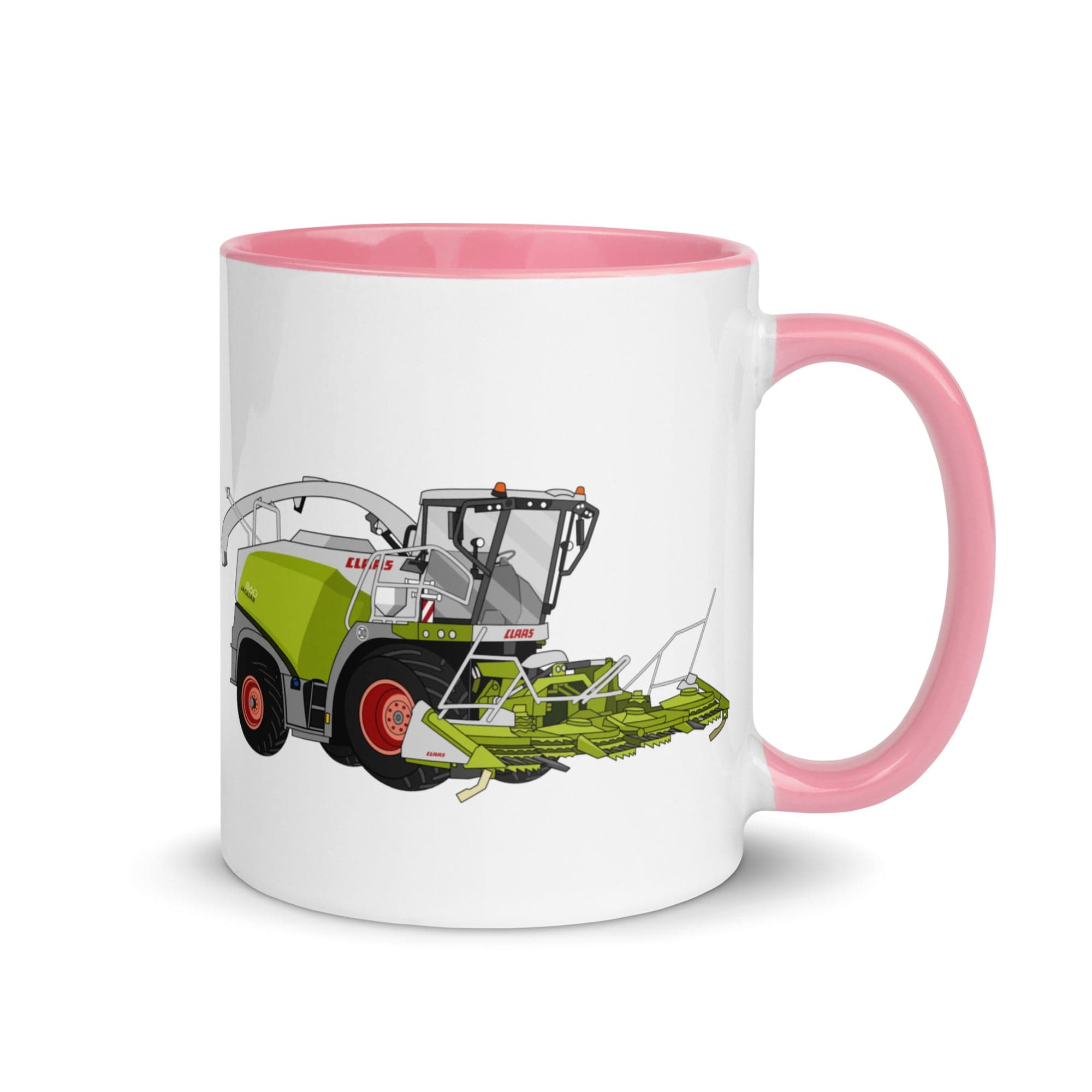 The Tractors Mugs Store Pink Class Jaguar 860 Forage Harvester Mug with Color Inside Quality Farmers Merch