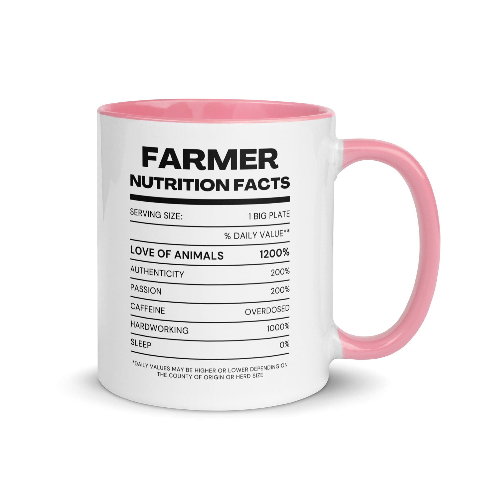 The Tractors Mugs Store Pink Farmers Nutrition Mug with Color Inside Quality Farmers Merch