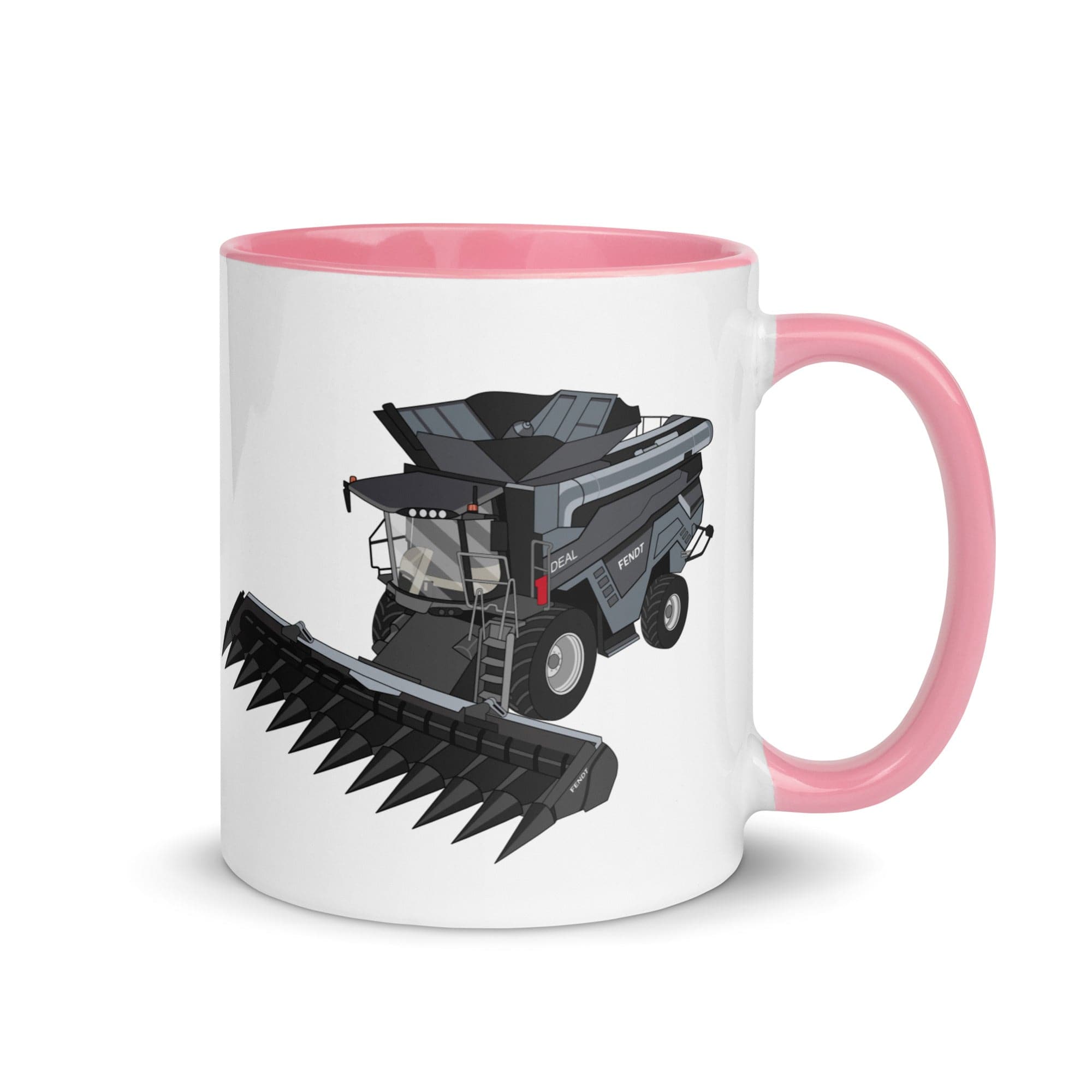 The Tractors Mugs Store Pink Fendt 9T Ideal Combine Harvester Mug with Color Inside Quality Farmers Merch